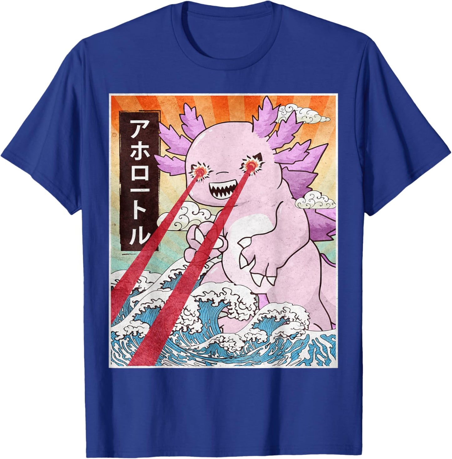 Kaiju Axolotl Japanese Monster Vintage Anime Manga Retro T-Shirt - T-Shirt | Royal