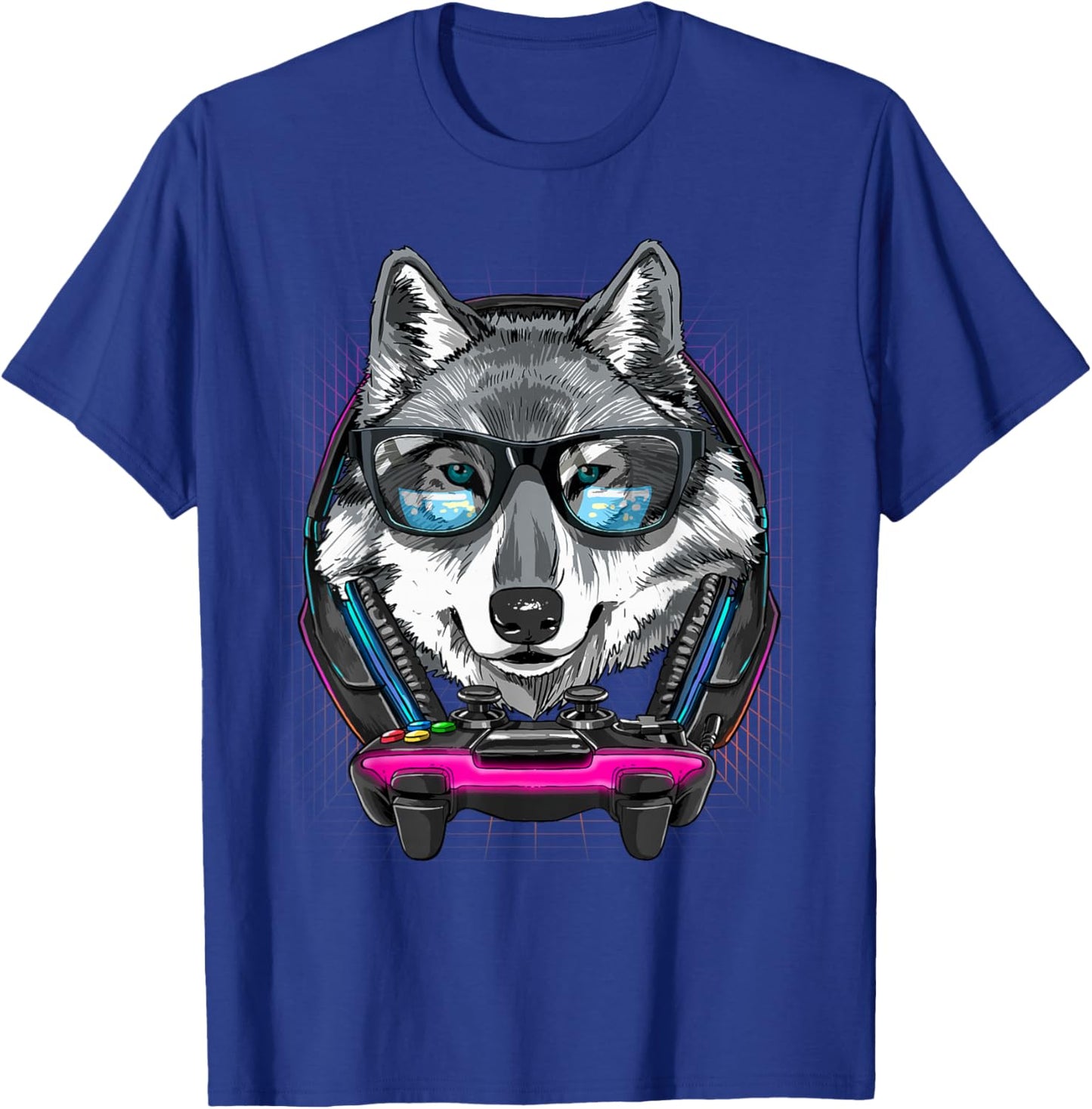 Gaming Wolf Video Gamer Player Animal Lover T-Shirt - T-Shirt | Royal