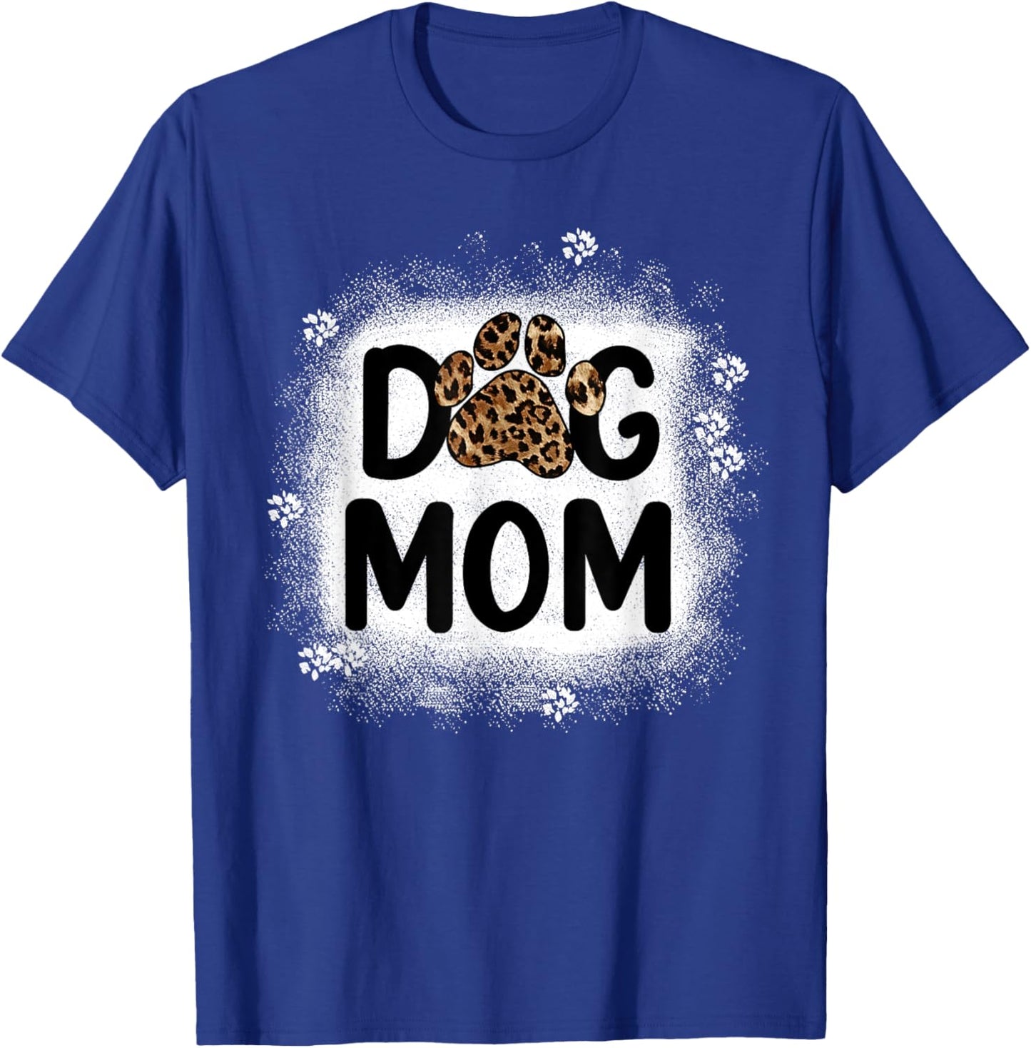 Women Bleached Dog Mom Shirts Dog Mom Paw Leopard T-Shirt - T-Shirt | Royal