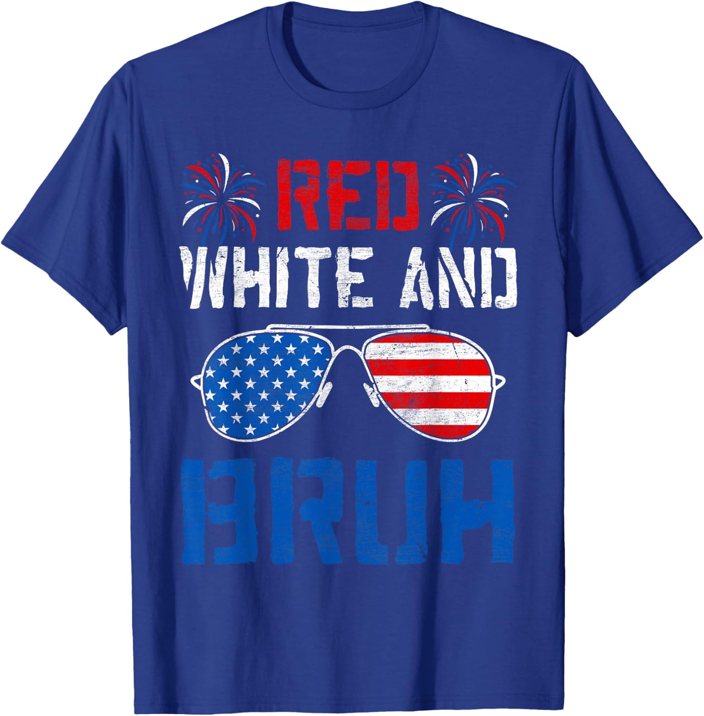 Red White And Bruh 4th Of July Boys Patriotic Men Teens Kids T-Shirt - T-Shirt | Royal