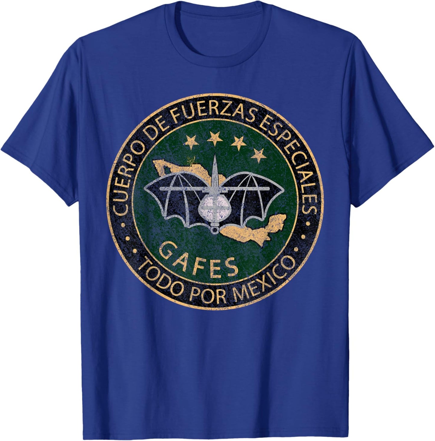 GAFES GAFE Mexican Special Force Fuerzas Mexican Patriot T-Shirt - T-Shirt | Royal