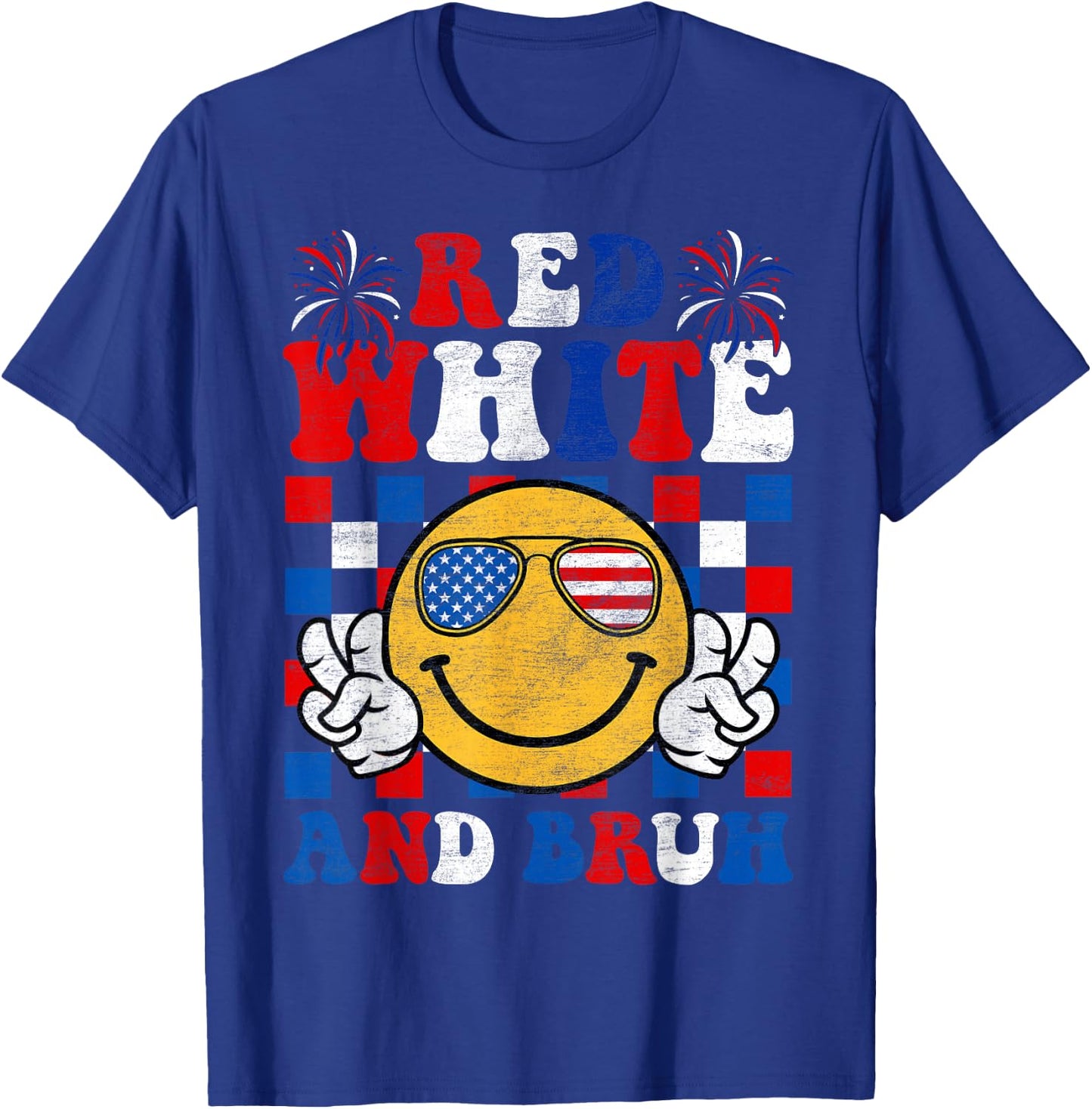 Red White And Bruh 4th Of July Boys Patriotic Men Teens Kids T-Shirt - T-Shirt | Royal
