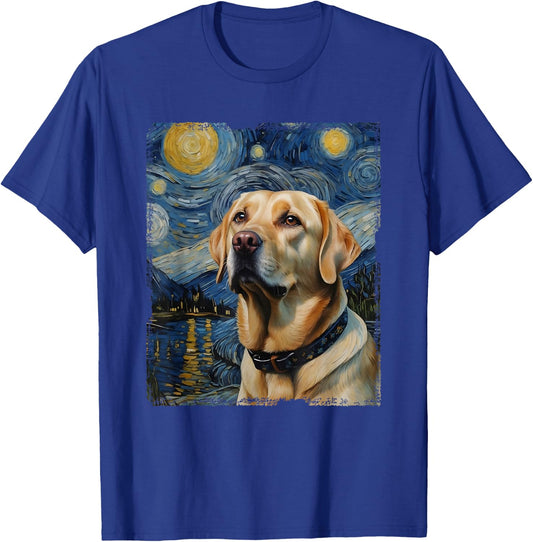 Labrador Retriever Dog Vangogh Starry Night T-Shirt - T-Shirt | Royal