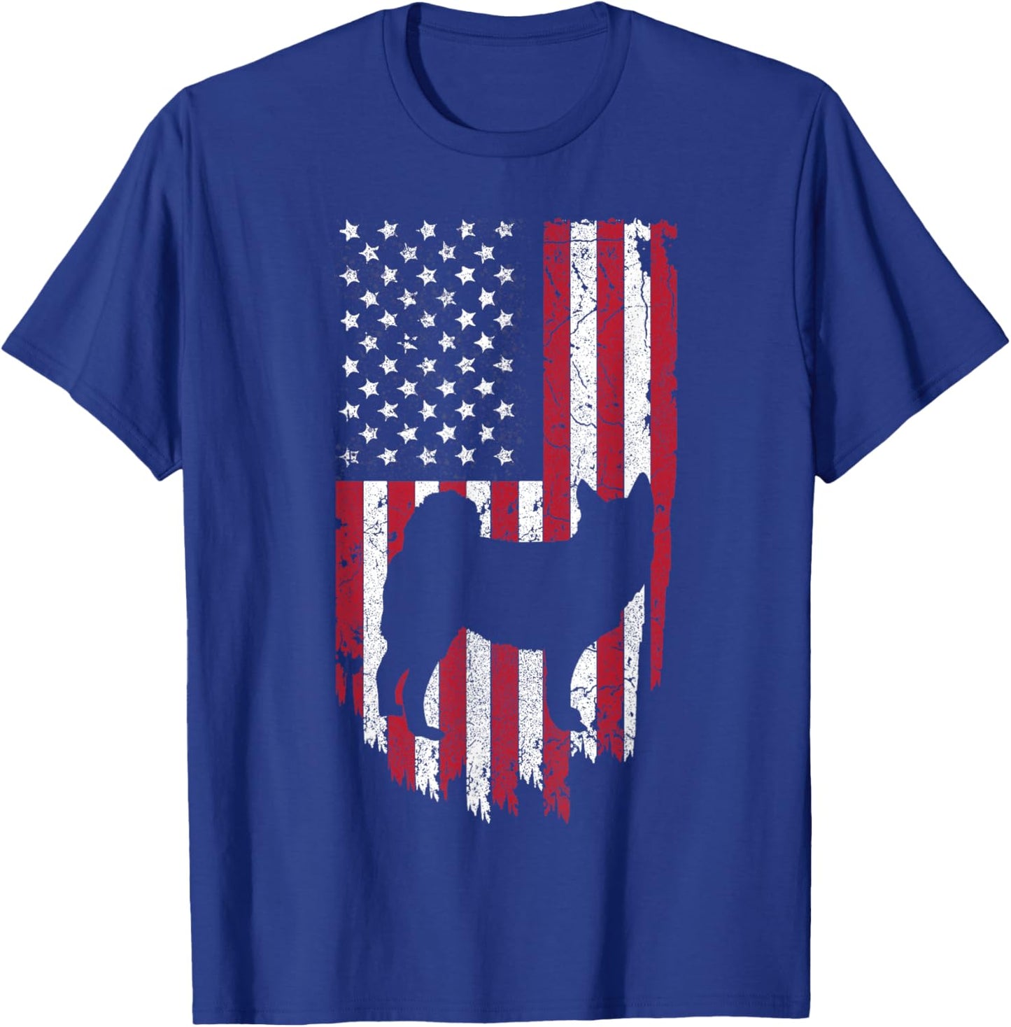 Norwegian Elk-hound Dog Silhouette Shirts, 4th Of July USA Women Kids Men T-Shirt - T-Shirt | Royal