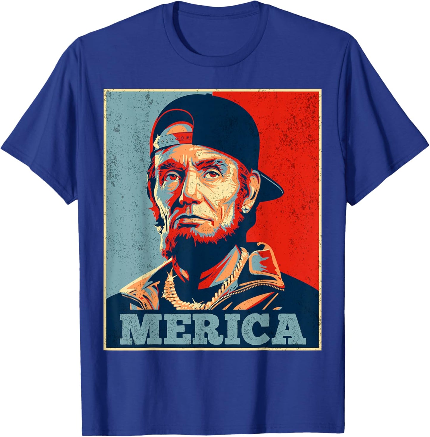 Abraham Lincoln 4th of July Merica Men Women American Flag T-Shirt - T-Shirt | Royal