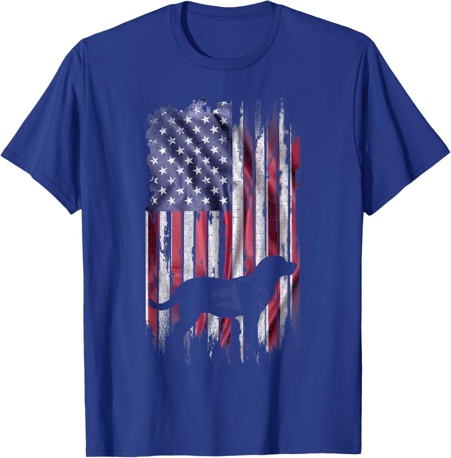 Vintage USA Flag Love Labrador Retriever Dog Lab Silhouette T-Shirt - T-Shirt | Royal