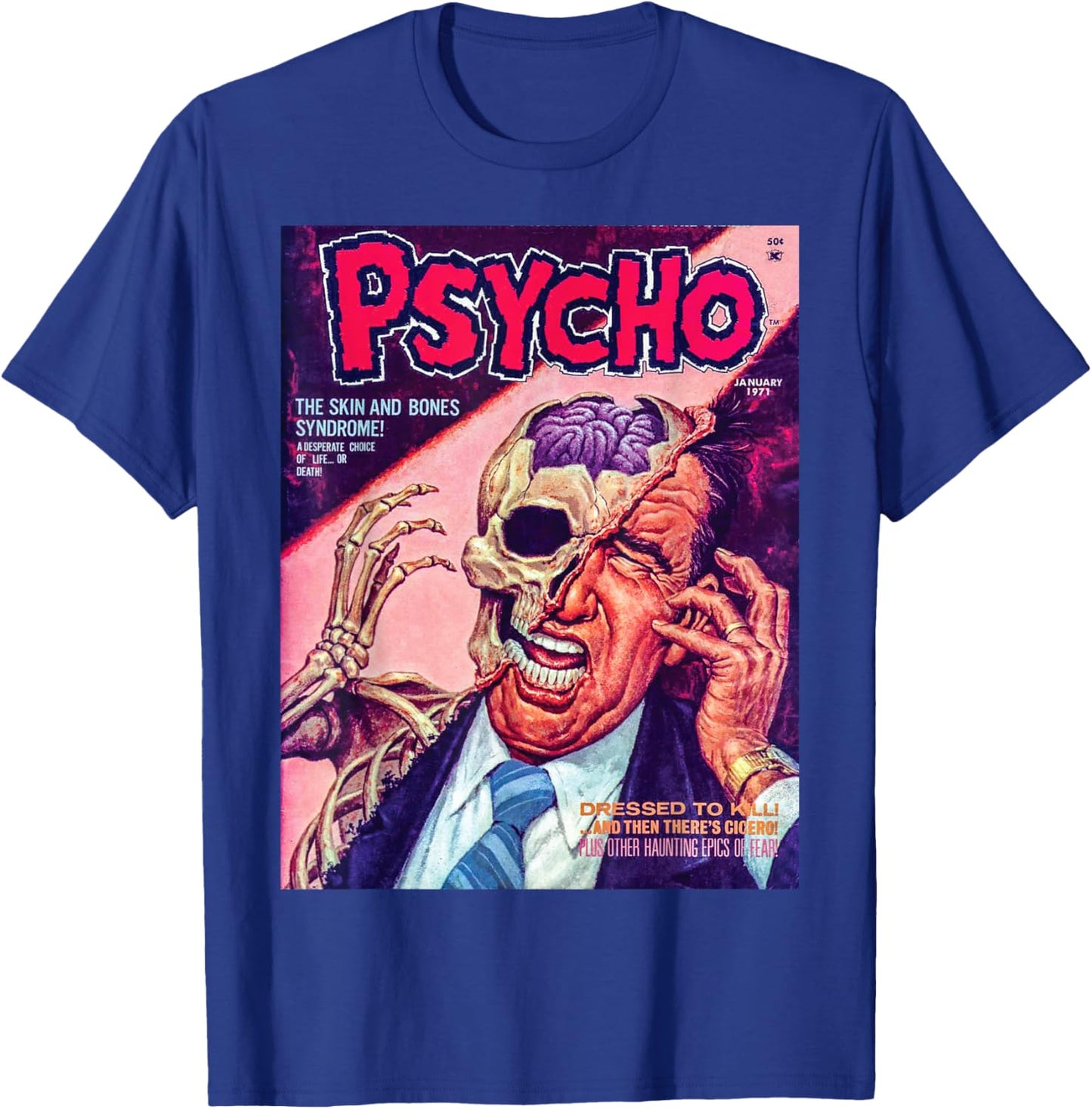 Skull Halloween Horror Vintage Comic Book Retro Funny Scary T-Shirt - T-Shirt | Royal