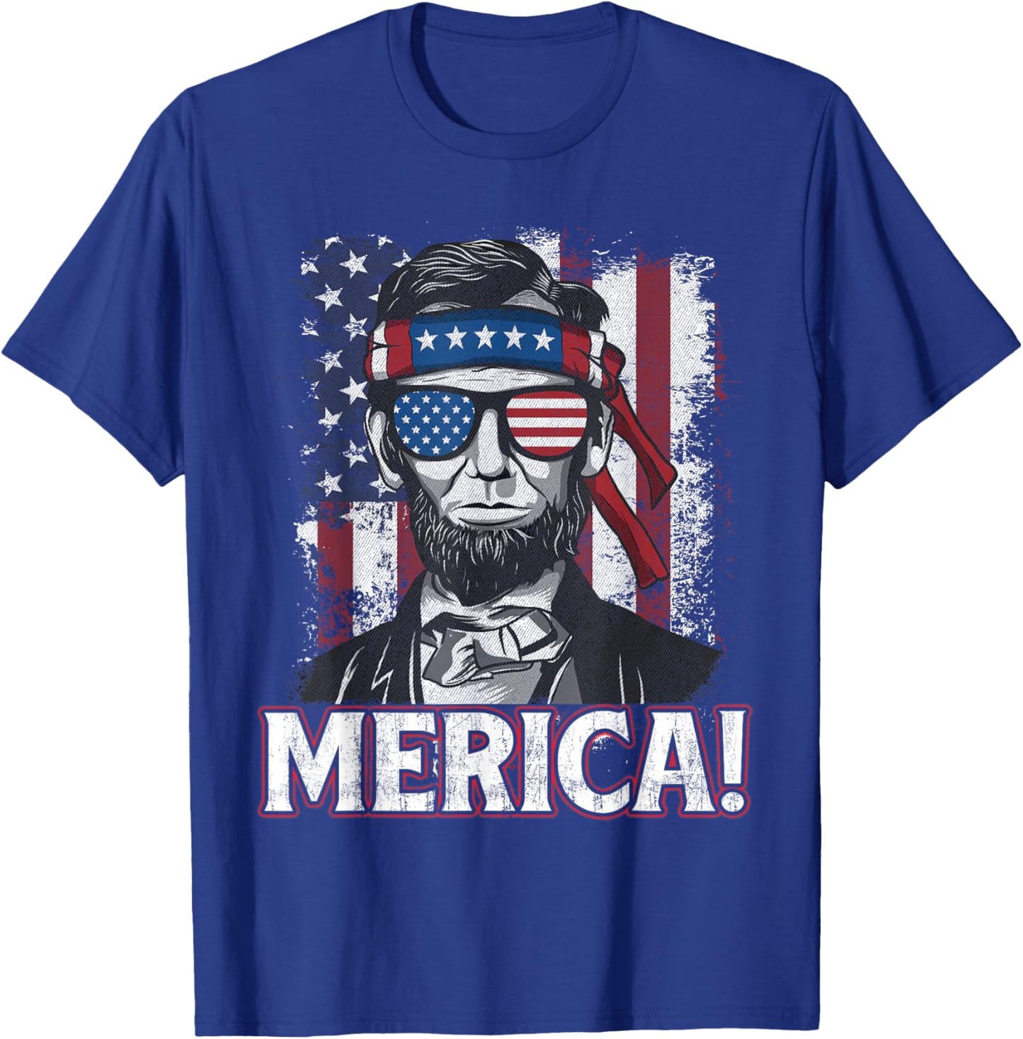 Abraham Lincoln Merica - USA American Flag 4th of July T-Shirt - T-Shirt | Royal