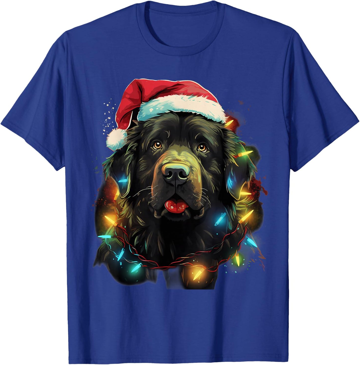 Xmas Newfie Dog Tangled Christmas Lights Women Kids T-Shirt - T-Shirt | Royal