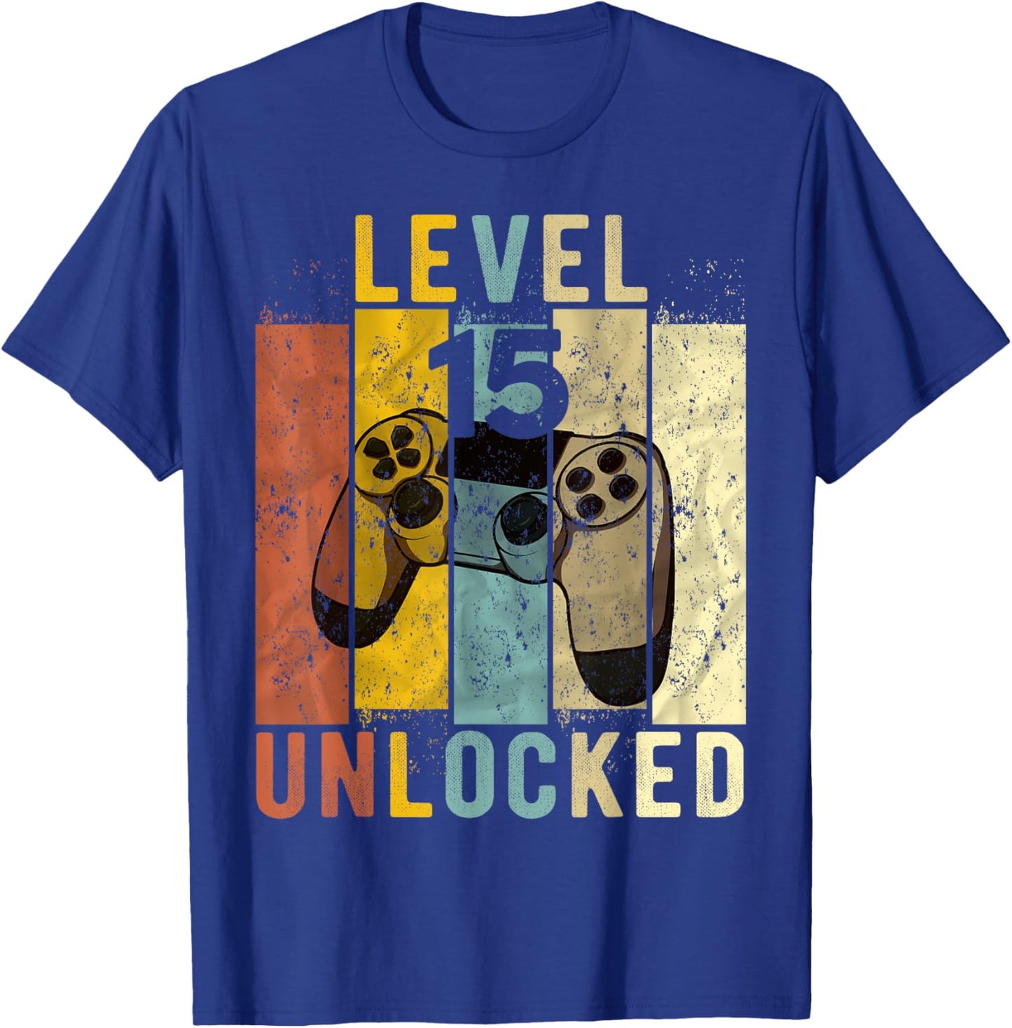 15th Birthday Level 15 Unlocked Video Gamer T-Shirt - T-Shirt | Royal