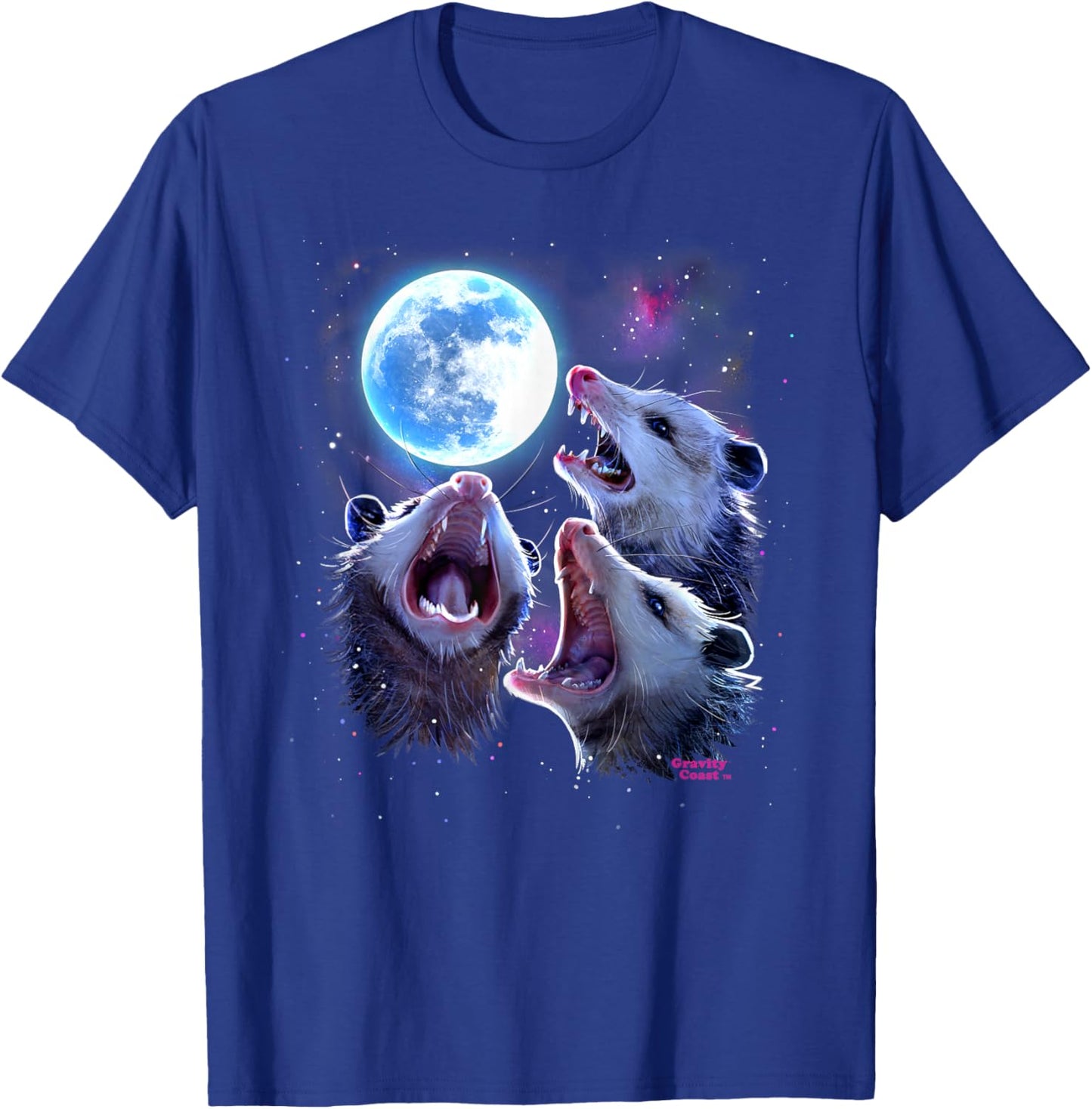Three Opossums howling at the Moon Funny Pet Possum Shirt T-Shirt - T-Shirt | Royal