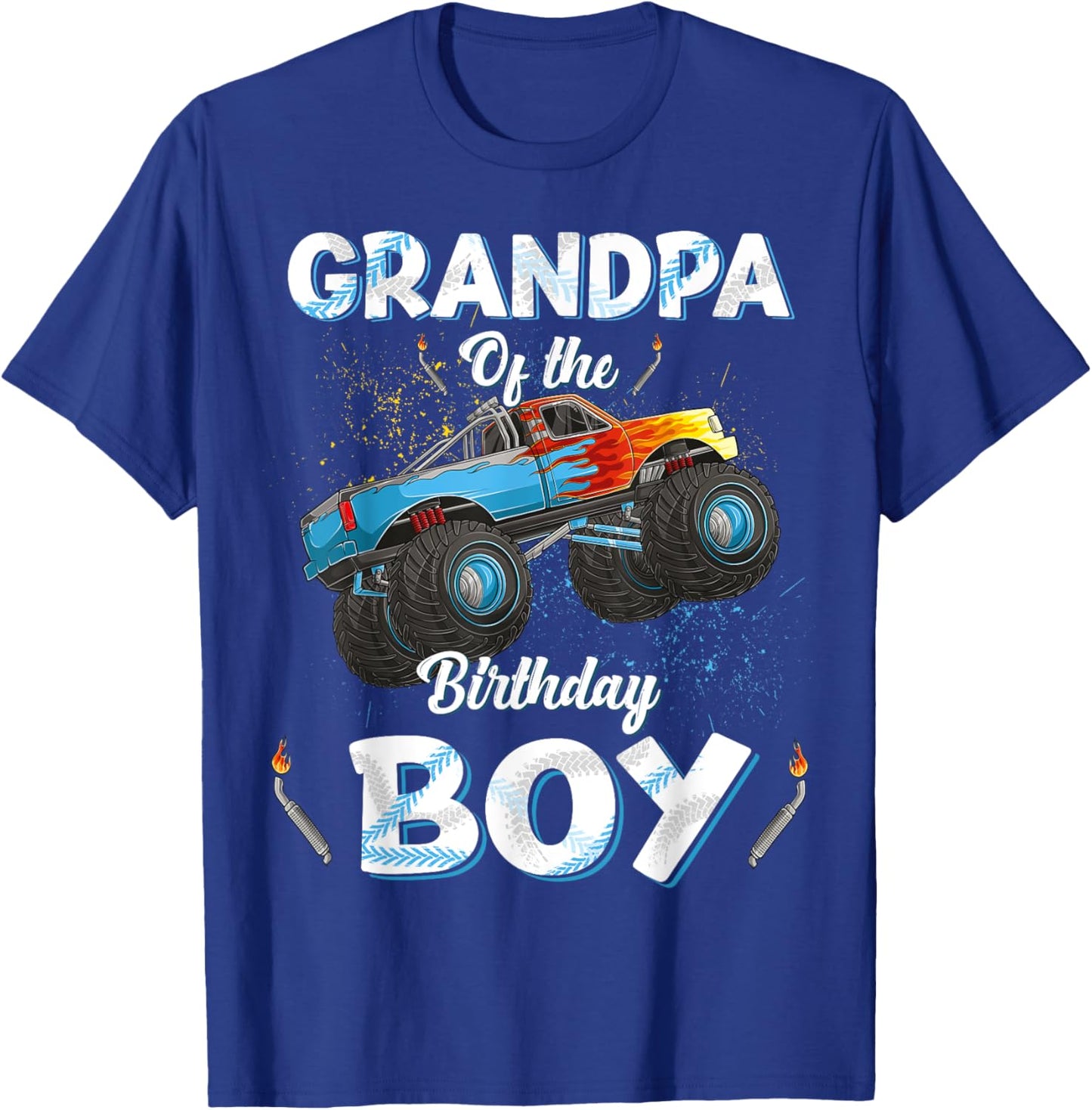 Grandpa Of The Birthday Boy Monster Truck Bday Men Grampy T-Shirt - T-Shirt | Royal