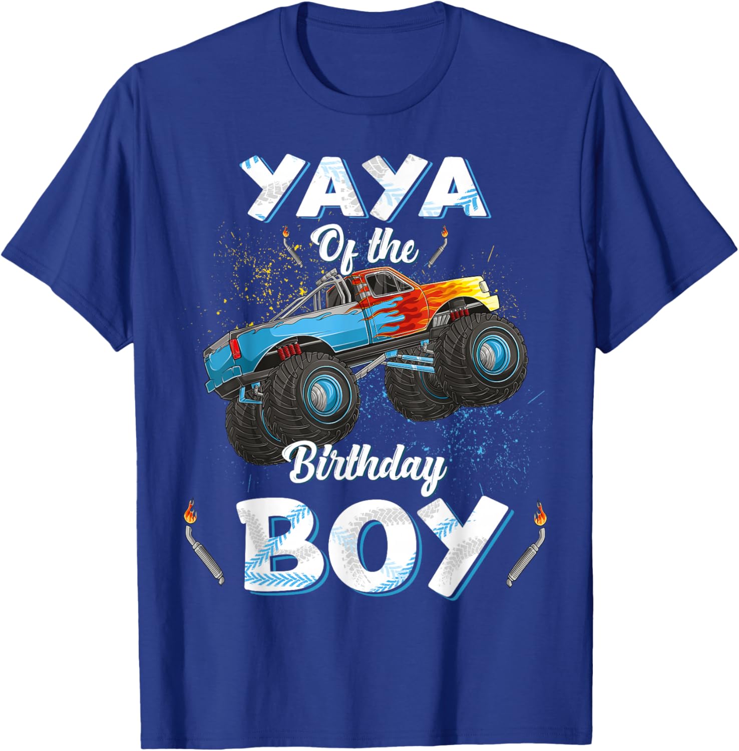 Yaya Of The Birthday Boy Monster Truck Bday Women Grandma T-Shirt - T-Shirt | Royal