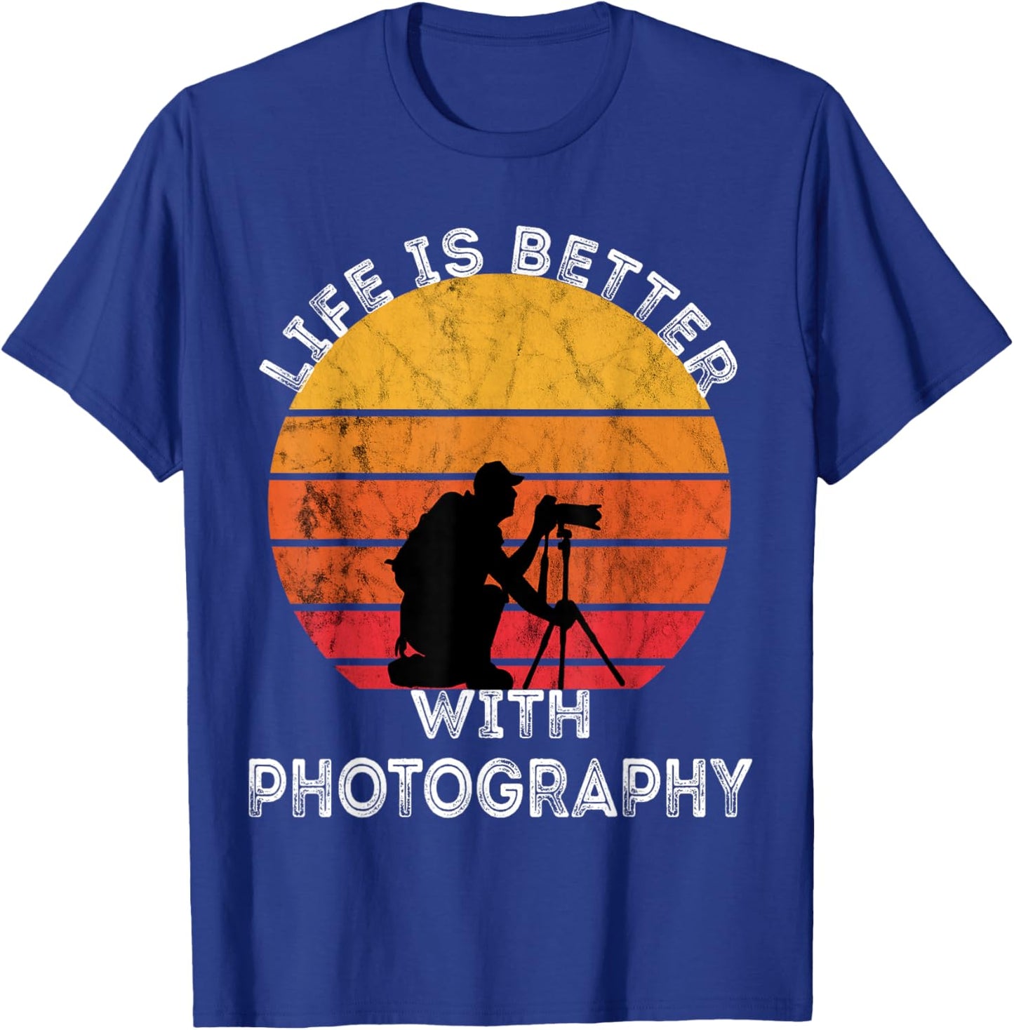 Photographer Camera Lover Retro Vintage Sunset Photography T-Shirt - T-Shirt | Royal