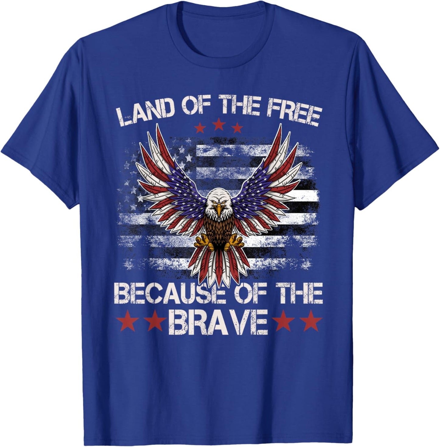 America Eagle | Land of The Free Because of The Brave T-Shirt - T-Shirt | Royal