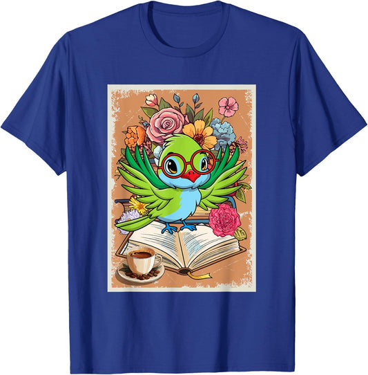 Vintage Hummingbird Reading Book Costume Flowers Bookworm T-Shirt - T-Shirt | Royal
