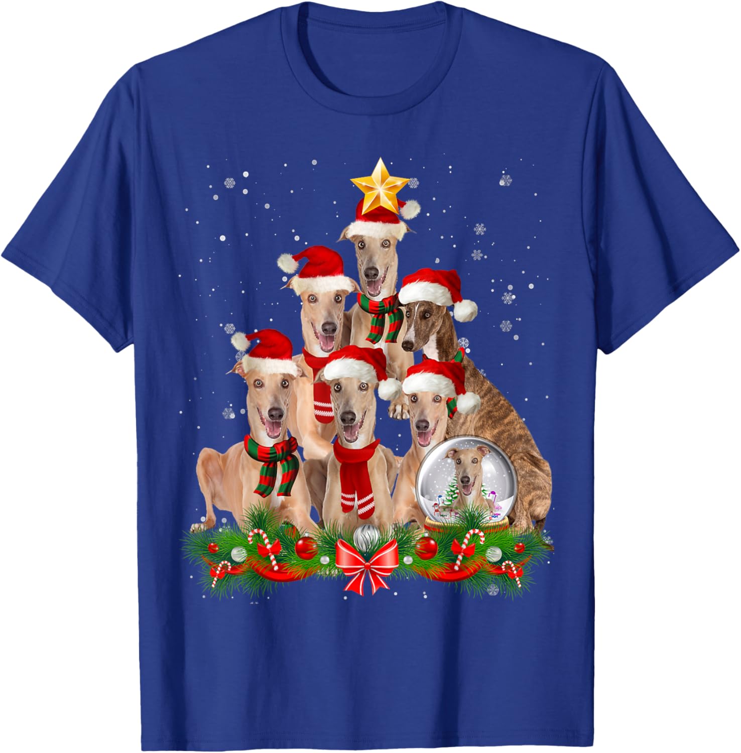 Funny Greyhound Dog Christmas Tree Women T-Shirt - T-Shirt | Royal