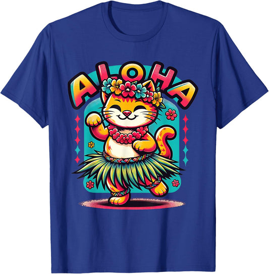 Aloha Hawaii Hawaiian Hula Dance Cats Shirt Cat Lover Hula T-Shirt - T-Shirt | Royal