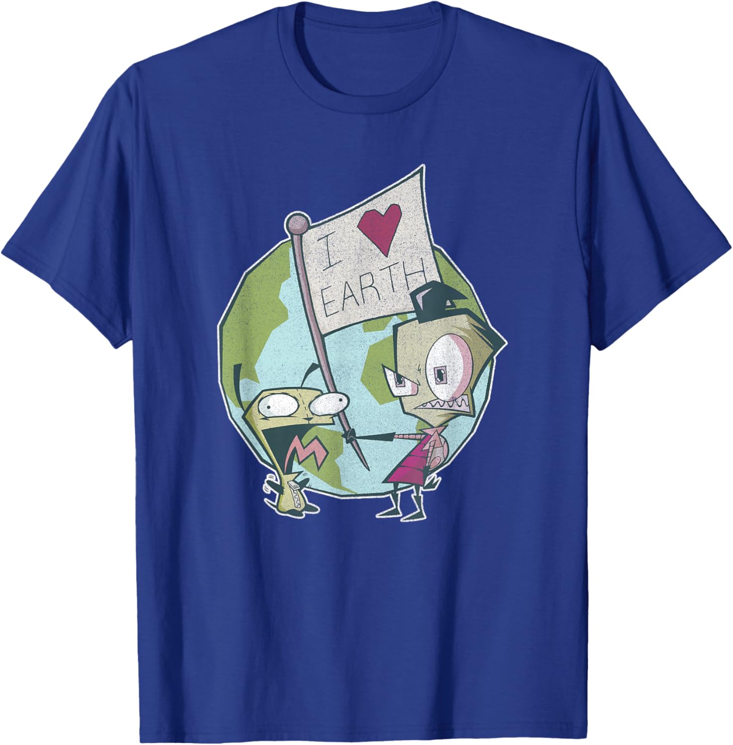 Invader Zim Earth Day I Heart Earth Sign T-Shirt - T-Shirt | Royal