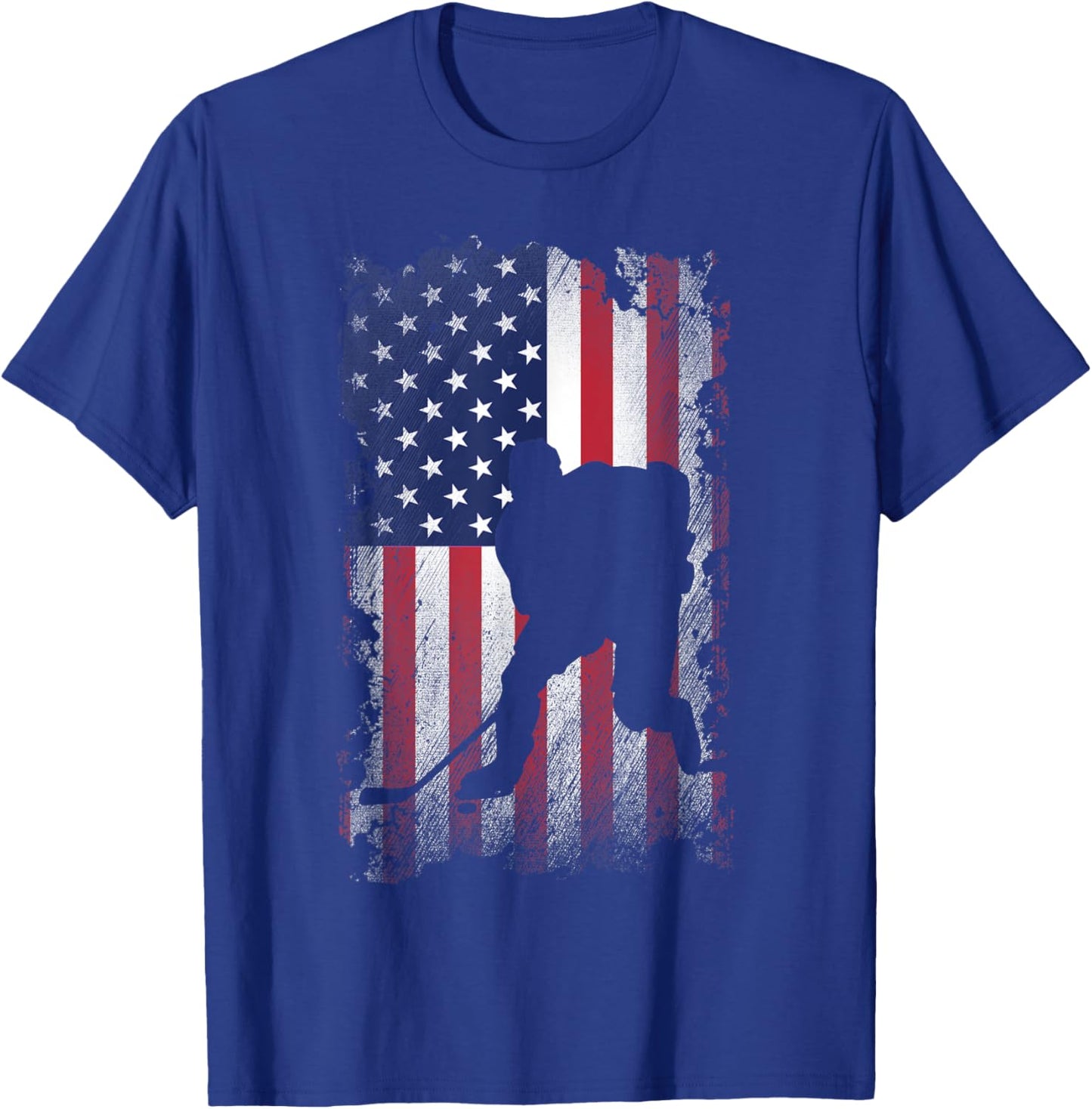 Distressed American Flag Hockey USA Patriotic Gift Women Kids Men T-Shirt - T-Shirt | Royal