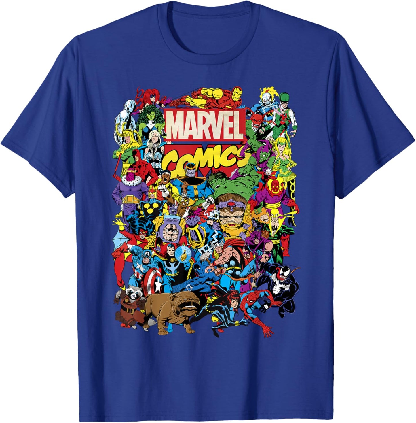 Marvel Comics Retro Classic Avengers Heroes Group Shot T-Shirt - T-Shirt | Royal