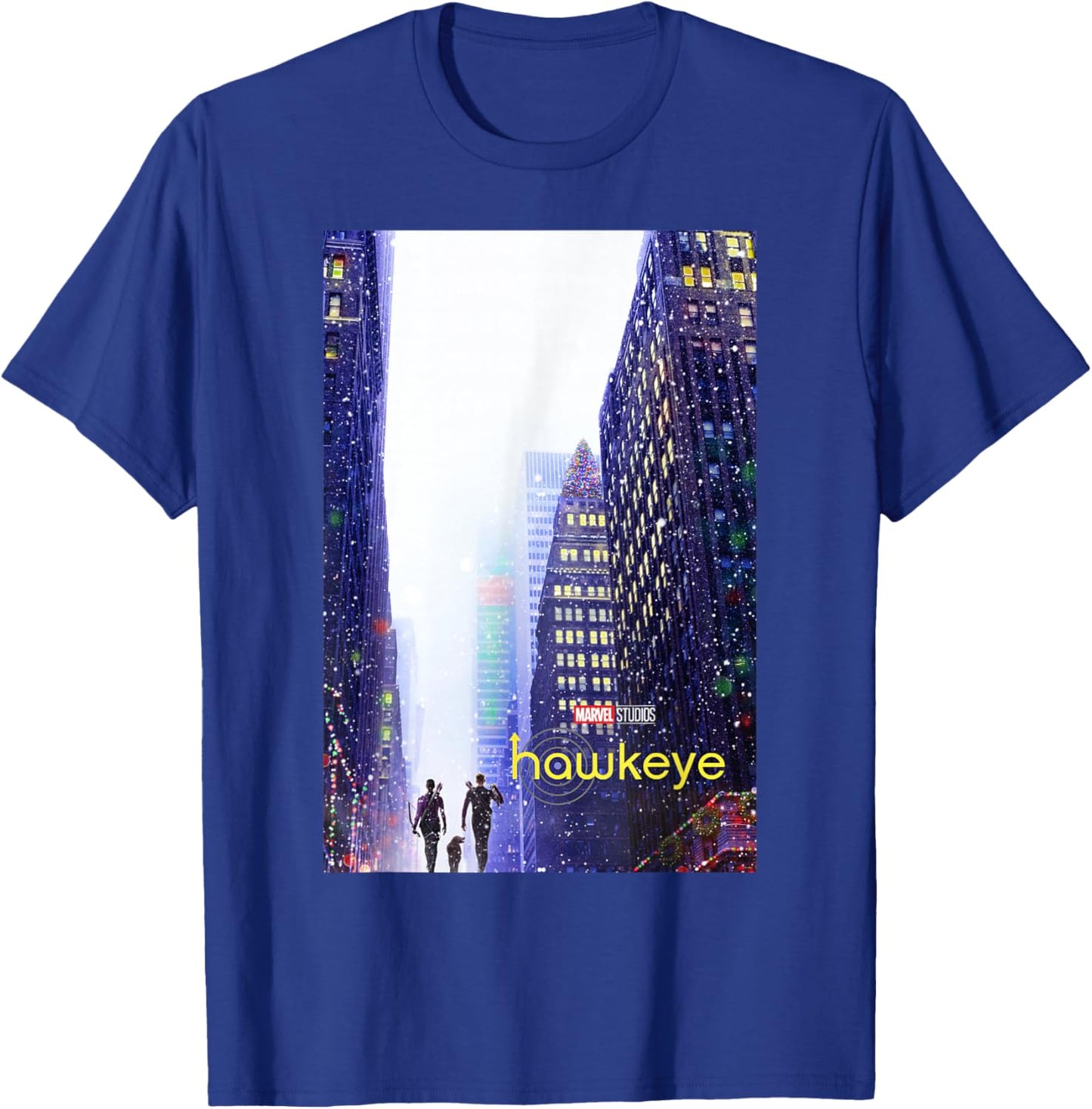 Marvel Hawkeye Disney Plus Group Shot Cityscape Poster T-Shirt - T-Shirt | Royal