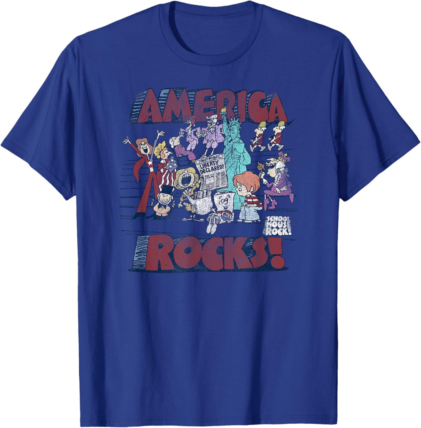 Schoolhouse Rock America Rocks Vintage Cartoon T-Shirt - T-Shirt | Royal