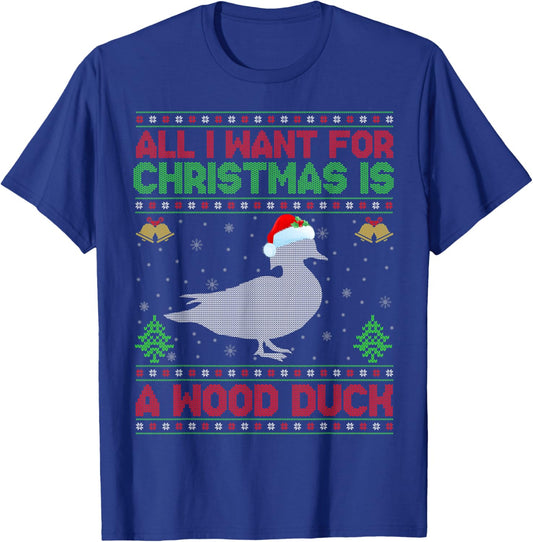 All I Want For Christmas Is A Duck Ugly Xmas T-Shirt - T-Shirt | Royal