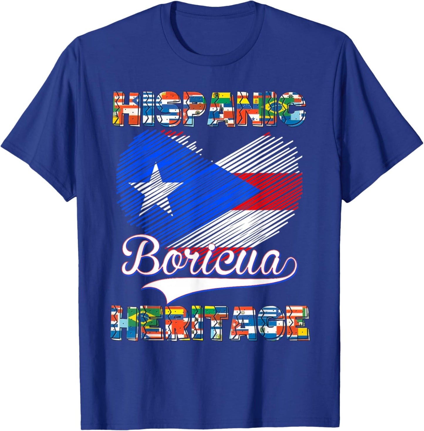 National Hispanic Heritage Month Puerto Rico Flag Boricua T-Shirt - T-Shirt | Royal