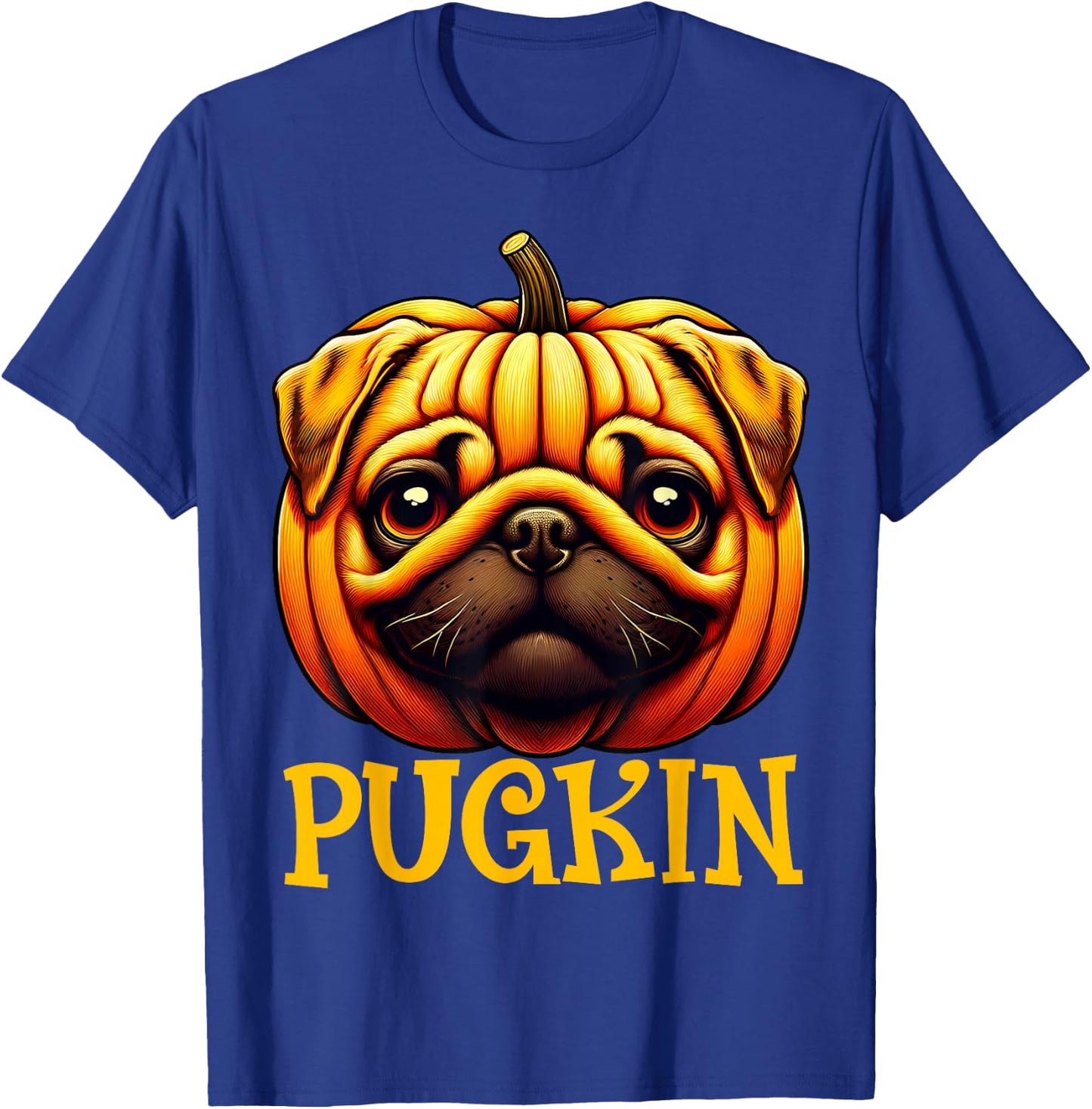 Funny Pugkin Pug Pumpkin Halloween Thanksgiving Men Women T-Shirt - T-Shirt | Royal