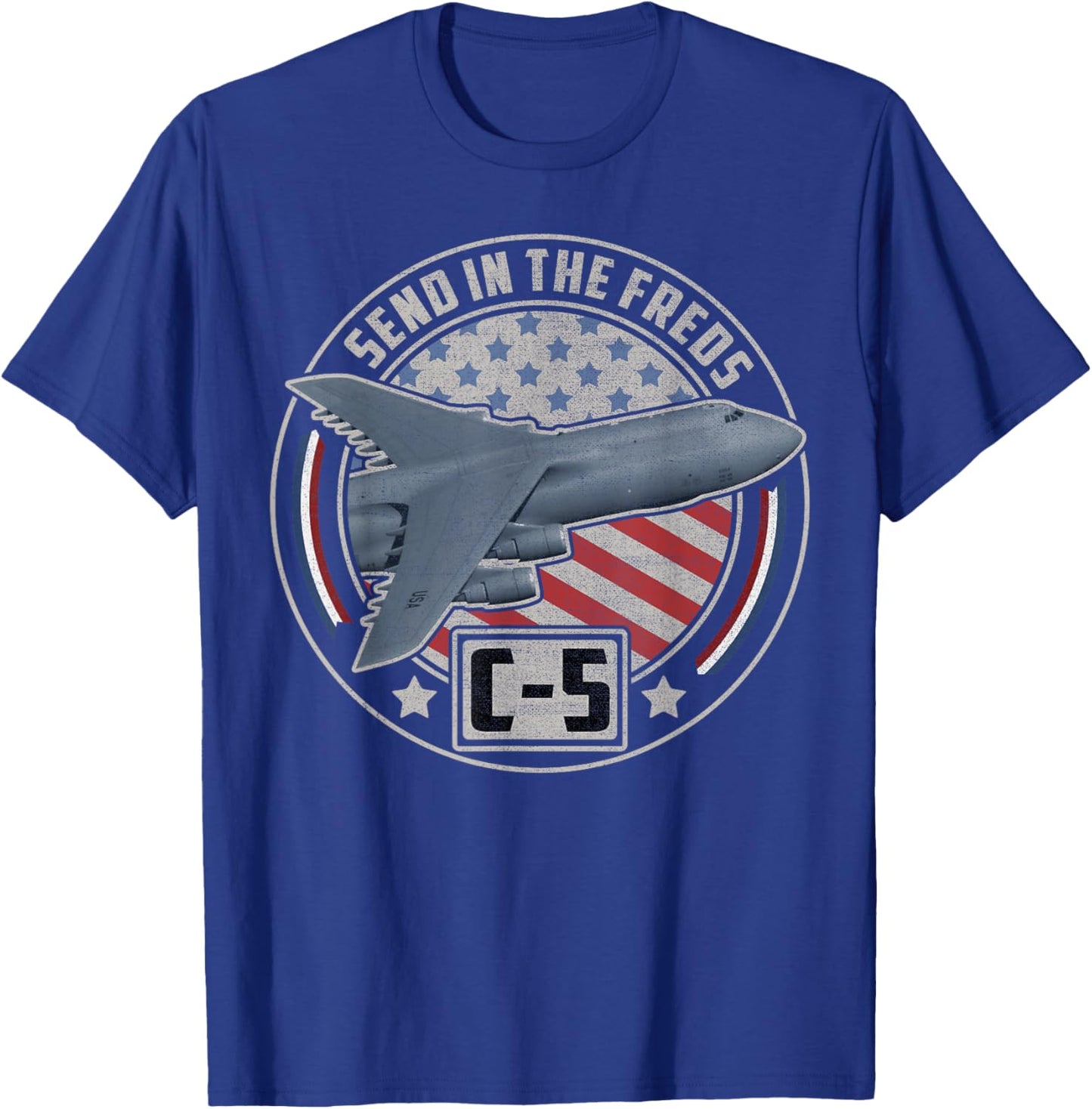C-5 Galaxy US Military Cargo Aircraft T-Shirt - T-Shirt | Royal