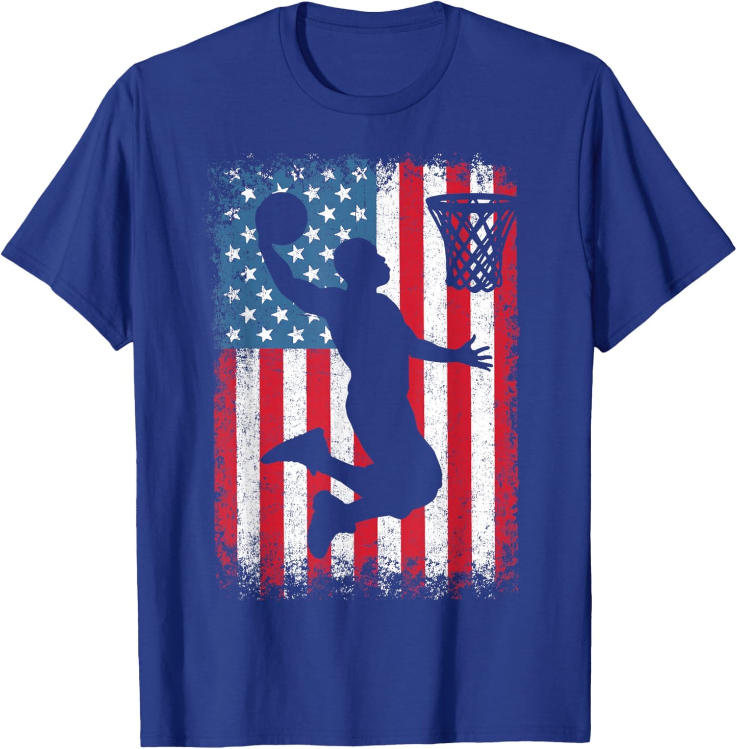 American Patriotic Basketball 4th of July USA Flag Men Boys T-Shirt - T-Shirt | Royal
