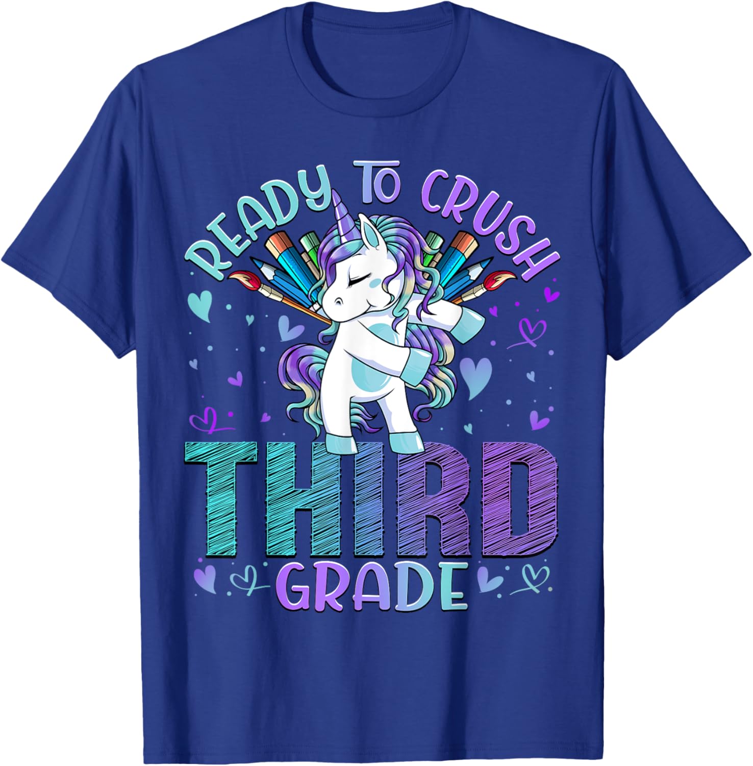 Ready to Crush Third 3rd Grade Back To School Unicorn Kids T-Shirt - T-Shirt | Royal