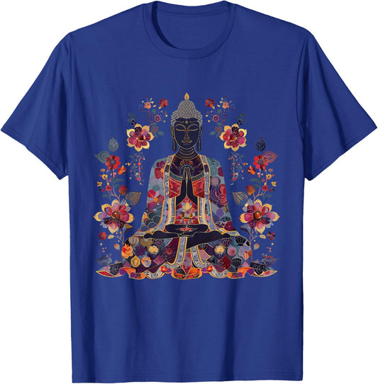 Buddha Floral Vintage Flower Yoga Buddhism Yogi Buddhist T-Shirt - T-Shirt | Royal