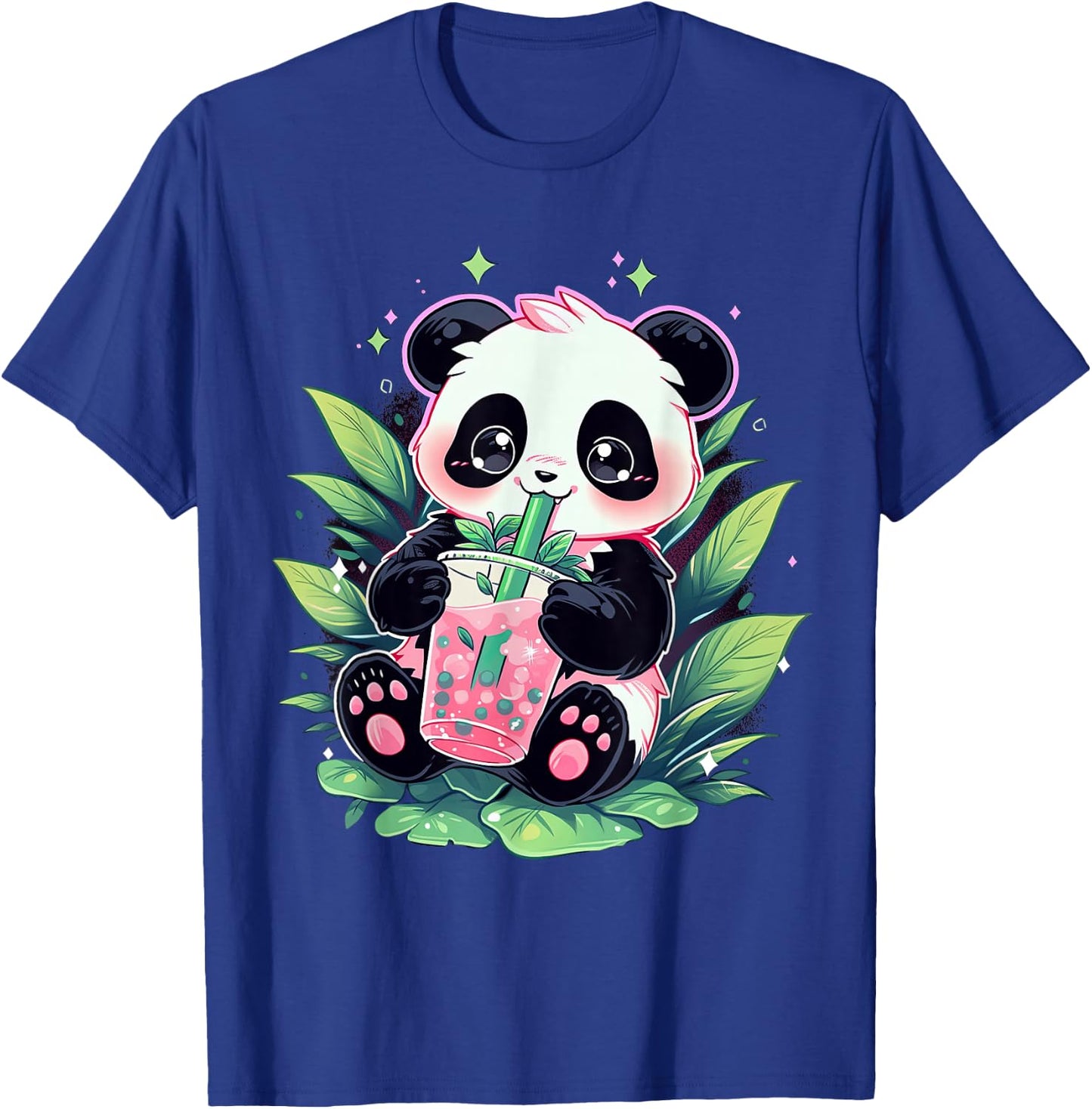 Cute Panda Drinking Bubble Tea Milk Anime Kawaii T-Shirt - T-Shirt | Royal