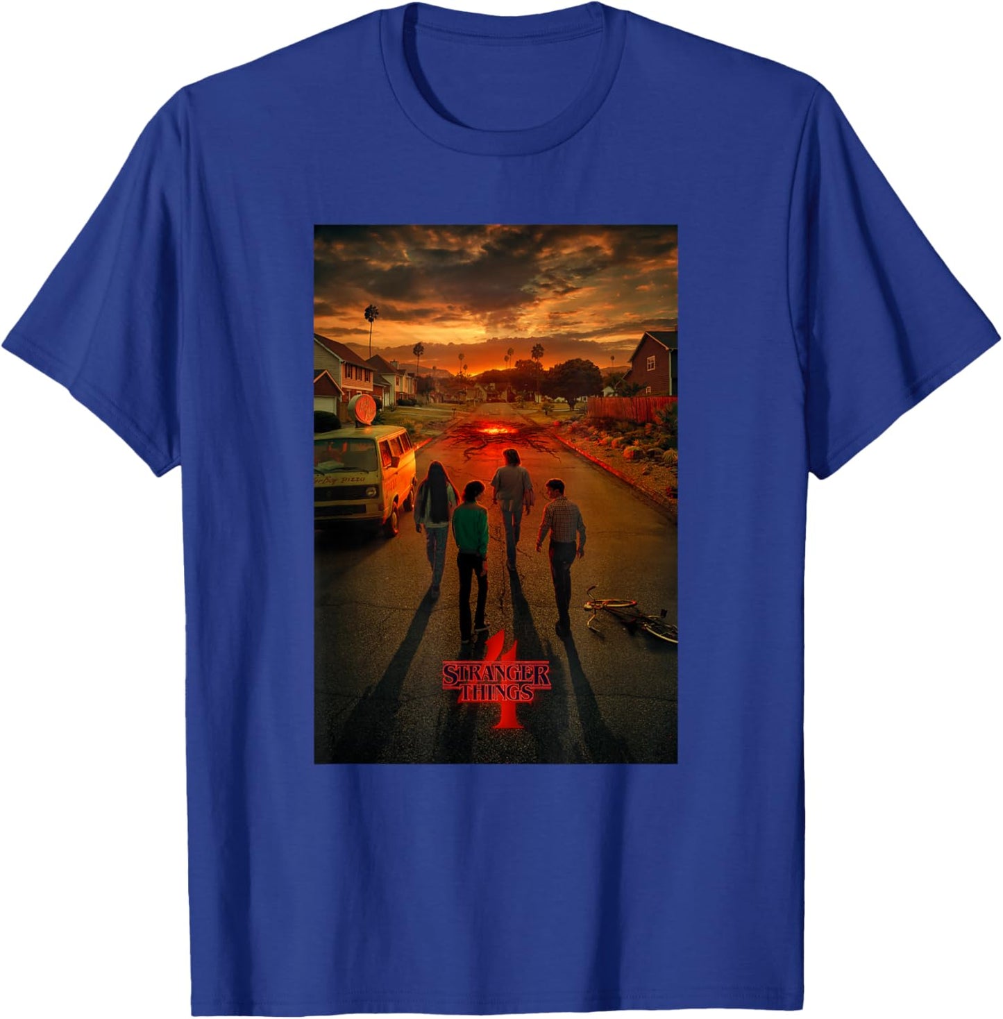 Stranger Things Group California Street Poster T-Shirt - T-Shirt | Royal