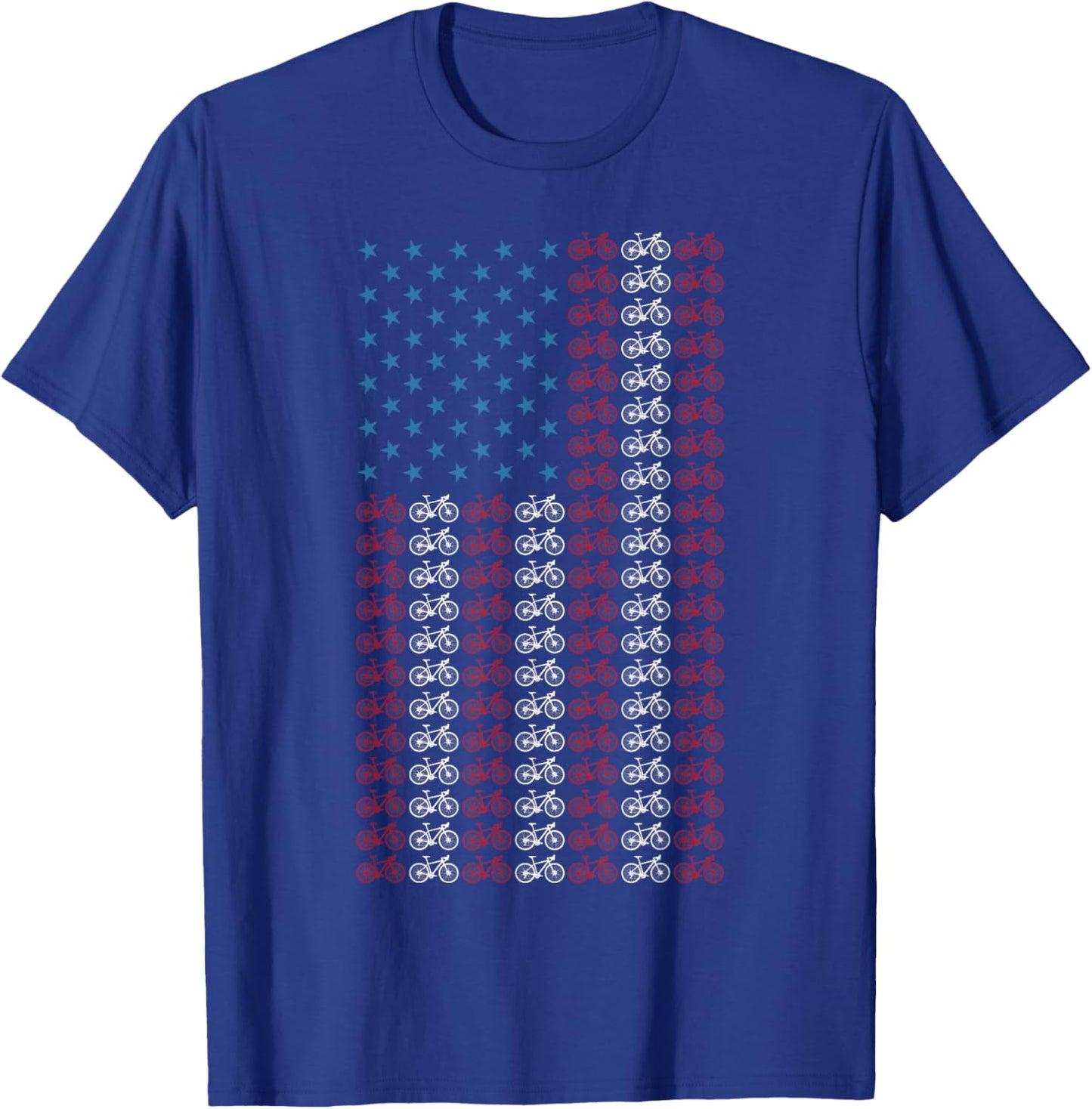 Bicycle American Flag 4th of July Cycling Cyclist Men Women T-Shirt - T-Shirt | Royal