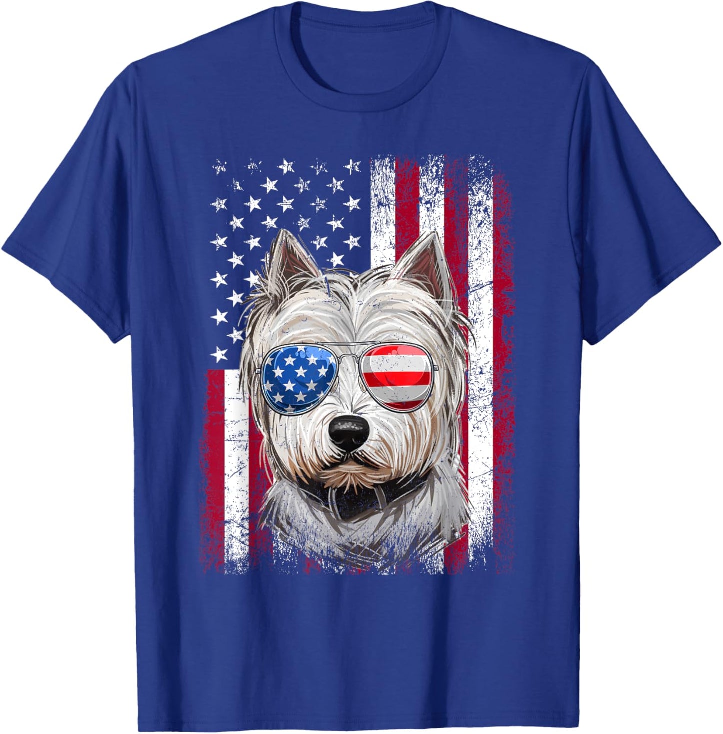 American Flag Patriotic Westie Dog Lover 4th Of July T-Shirt - T-Shirt | Royal