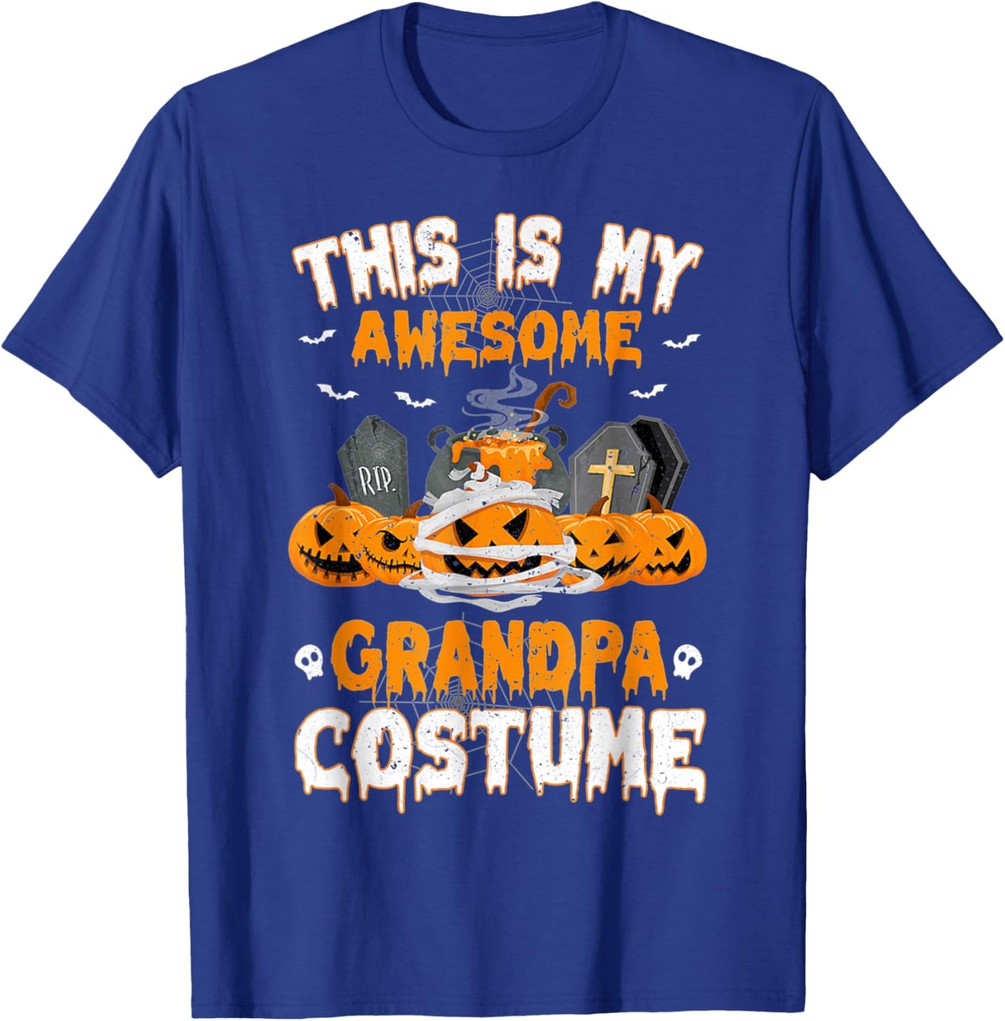 This Is My Awesome Grandpa Costume Scary Pumpkin Halloween T-Shirt - T-Shirt | Royal