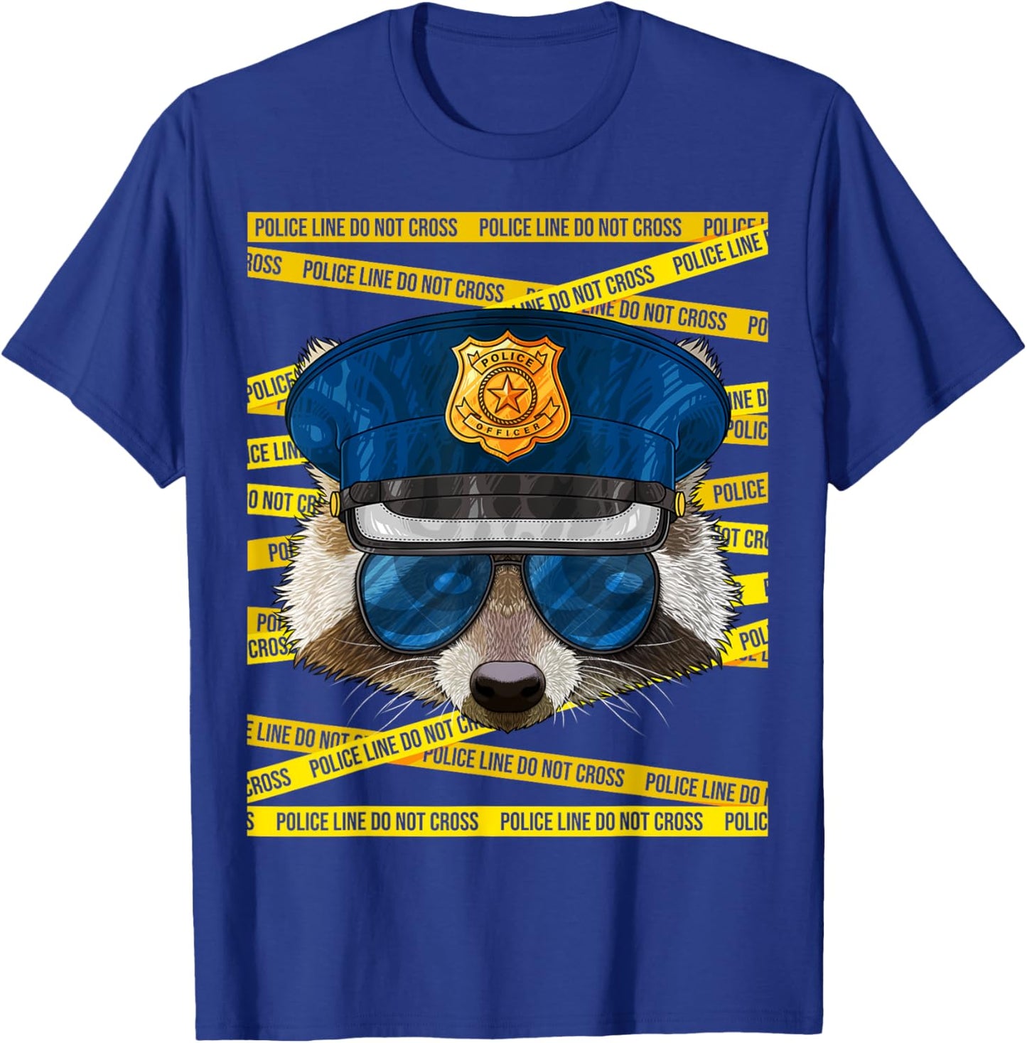 Raccoon Police Officer Policeman Funny Police Animal T-Shirt - T-Shirt | Royal