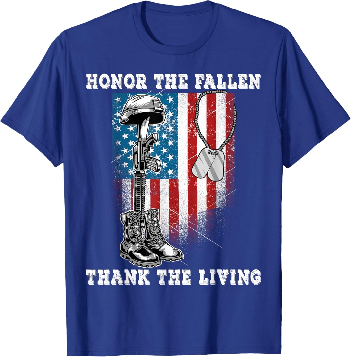 Distressed Memorial Day Honor The Fallen Thank The Living T-Shirt - T-Shirt | Royal