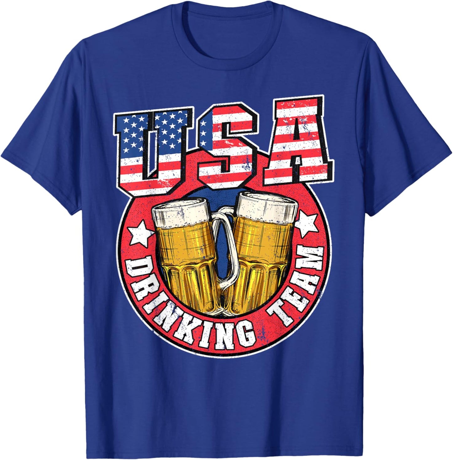 USA Drinking Team US American Flag 4th Of July Beer Drinking T-Shirt - T-Shirt | Royal