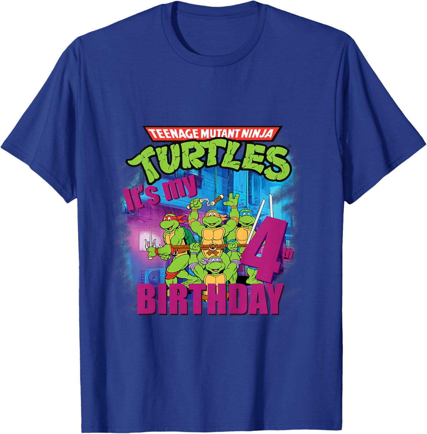 Mademark x Teenage Mutant Ninja Turtles - Kids Original Teenage Mutant Ninja Turtles Fourth Birthday 4th T-Shirt - T-Shirt | Royal