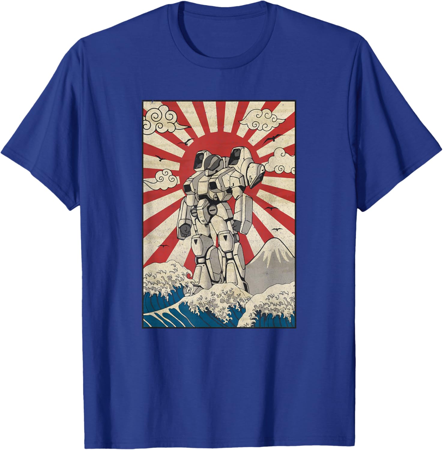Japanese Mecha Anime Robot Kanagawa Great Wave Manga T-Shirt - T-Shirt | Royal