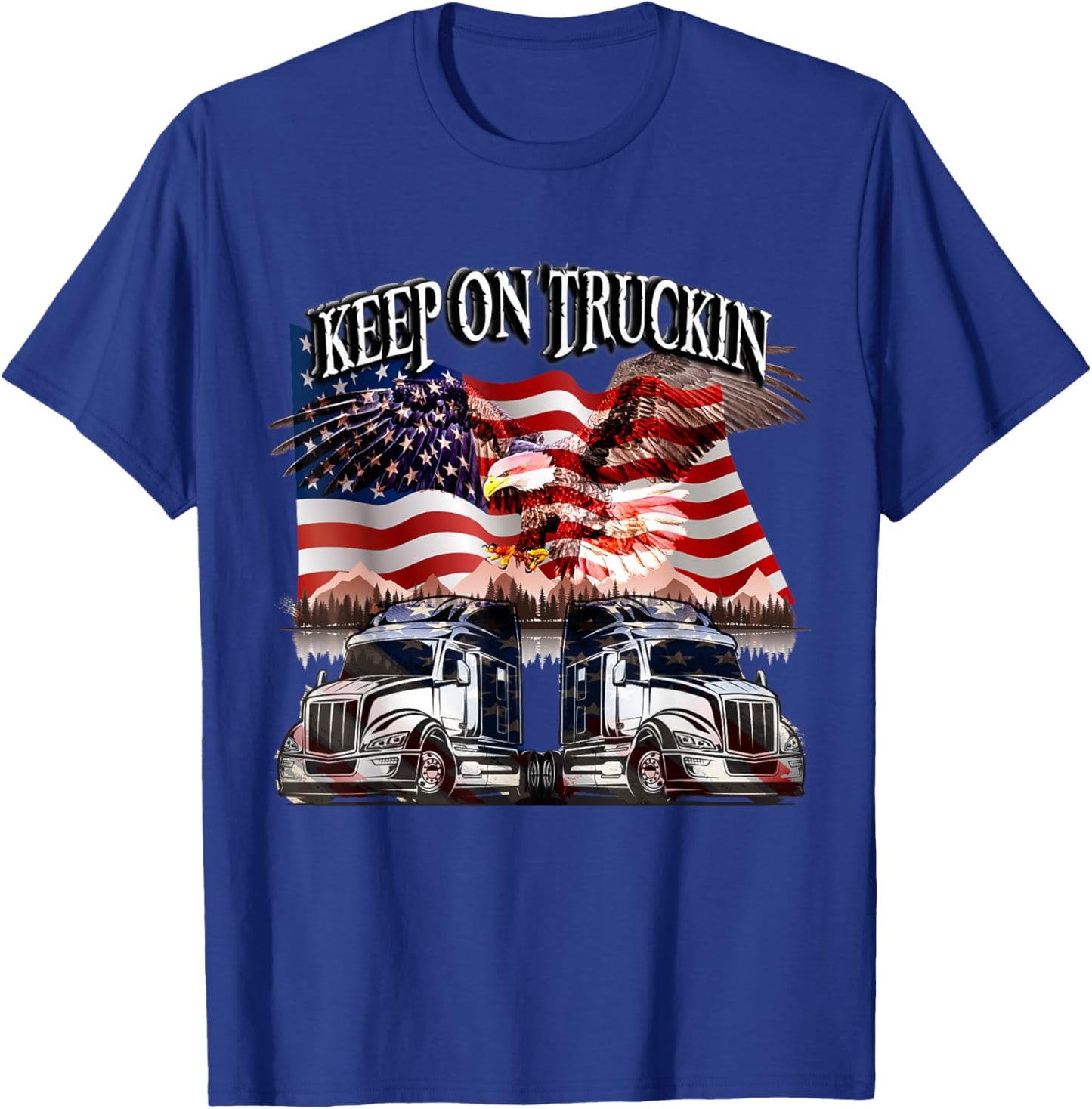 Keep on Truckin. Eagle USA Flag Design T-Shirt - T-Shirt | Royal
