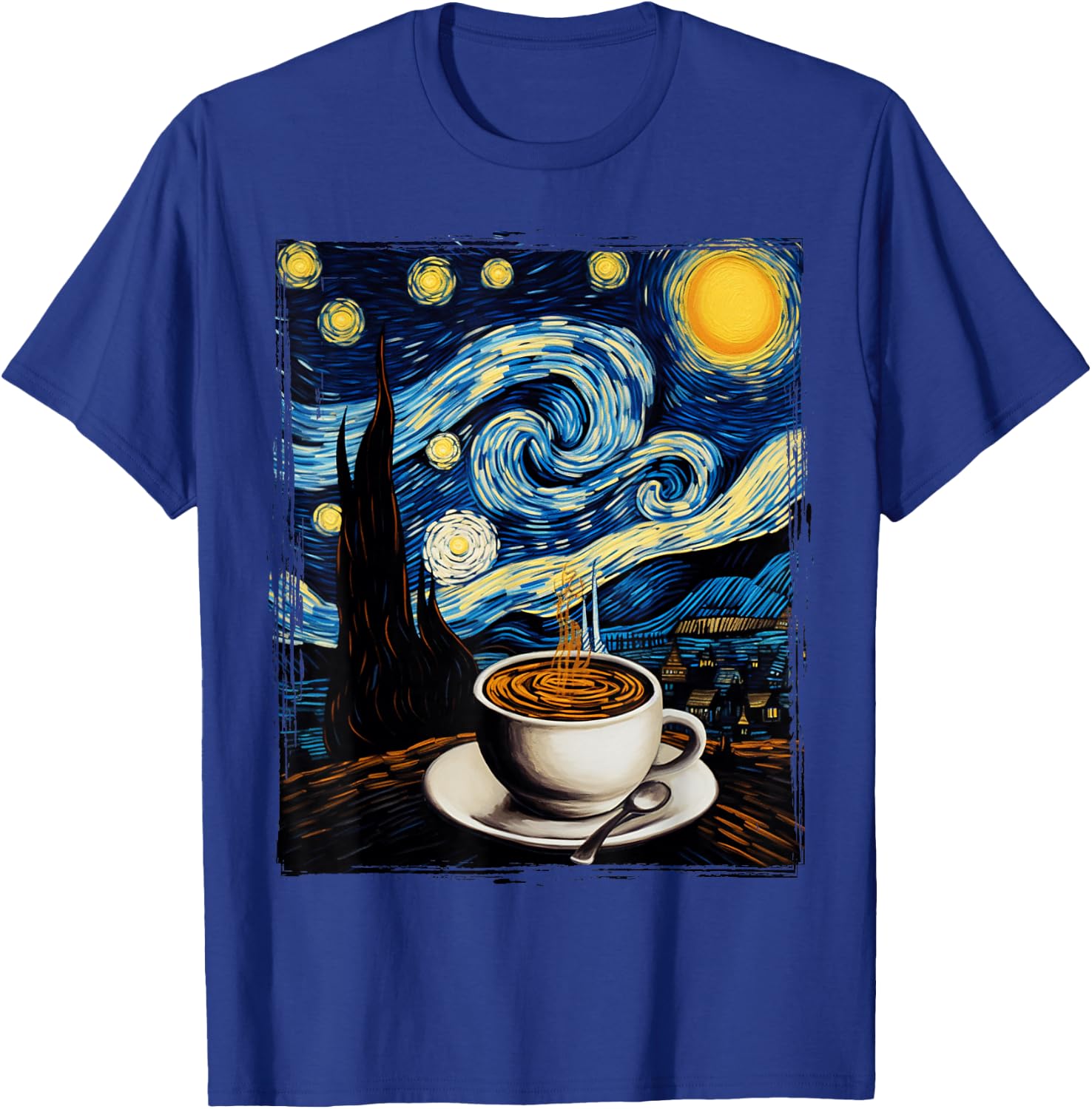 Coffee Lovers Art Van Gogh Funny Barista Espresso Coffee T-Shirt - T-Shirt | Royal