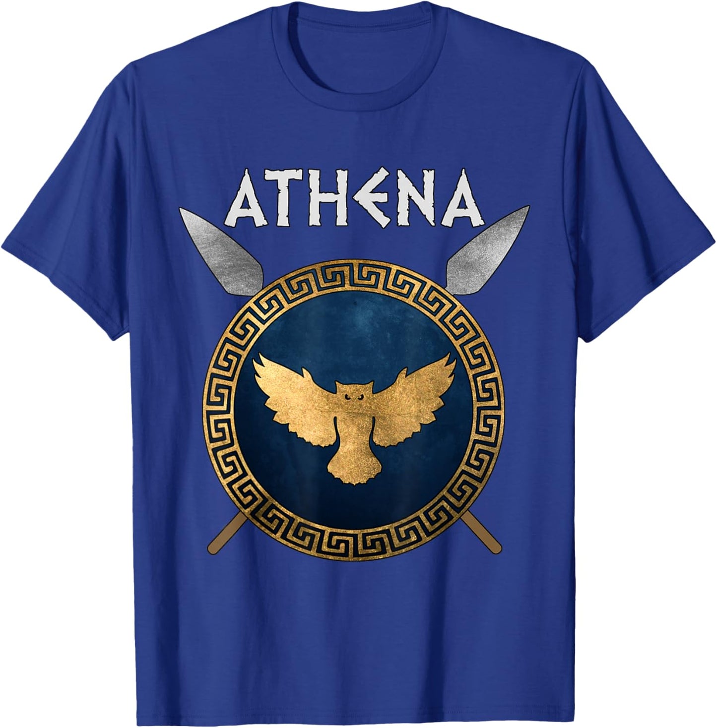 Athena Greek Goddess of Wisdom and War Symbol T-Shirt - T-Shirt | Royal
