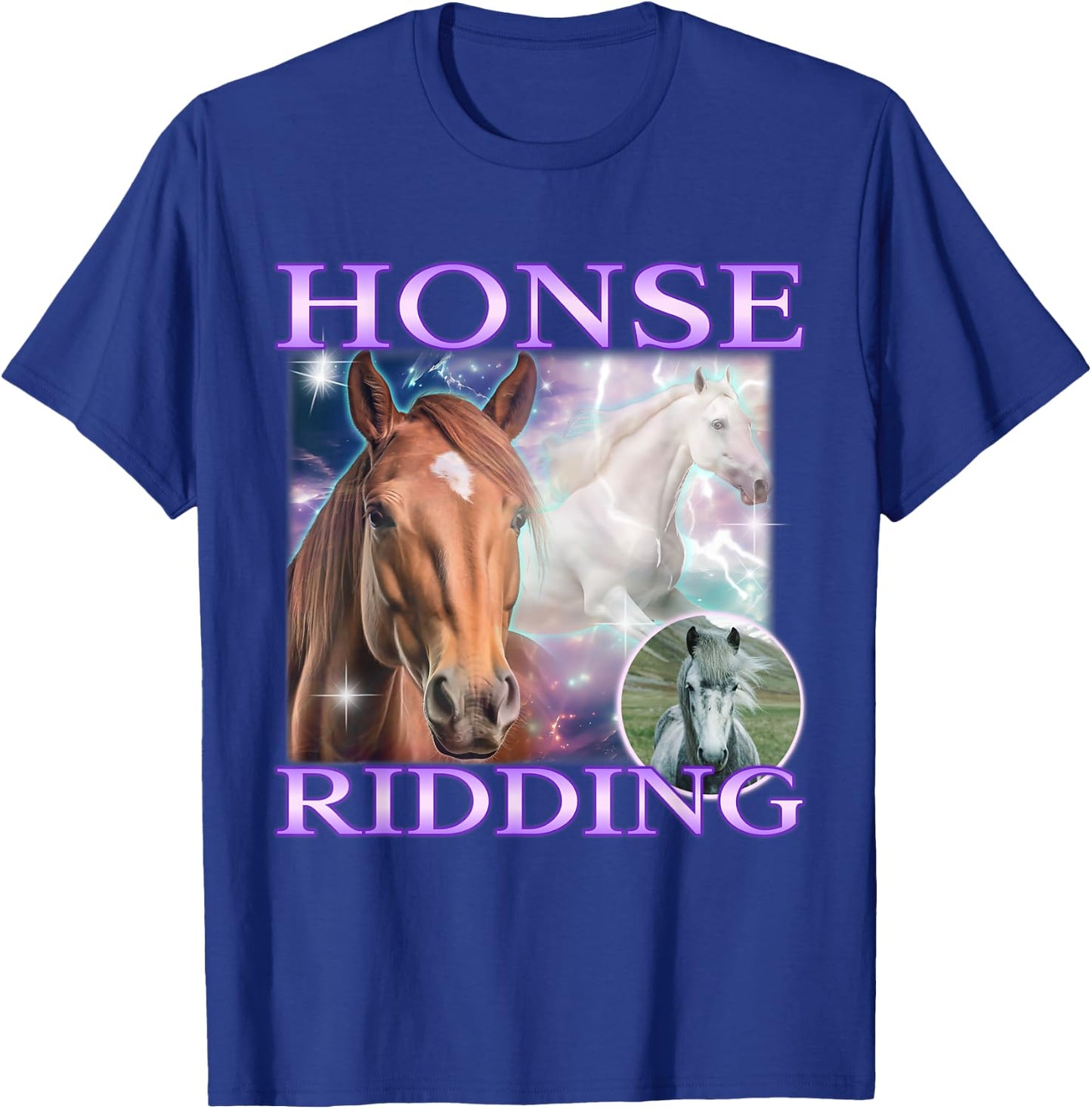 Horse Meme Funny Cringe Sarcastic Joke Hilarious Gen Z Y2K T-Shirt - T-Shirt | Royal