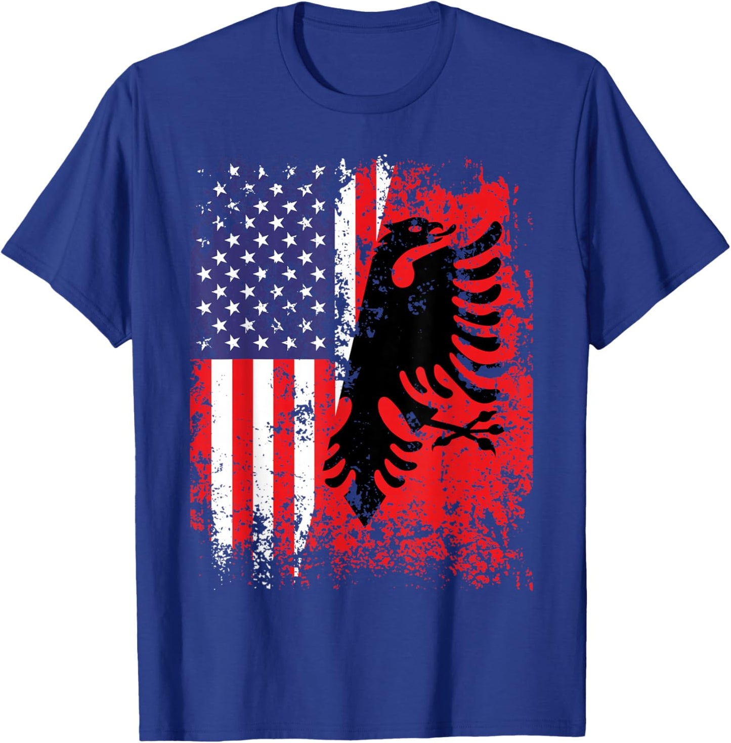 Albanian American Flag Shirt Patriotic USA Albania Flag T-Shirt - T-Shirt | Royal