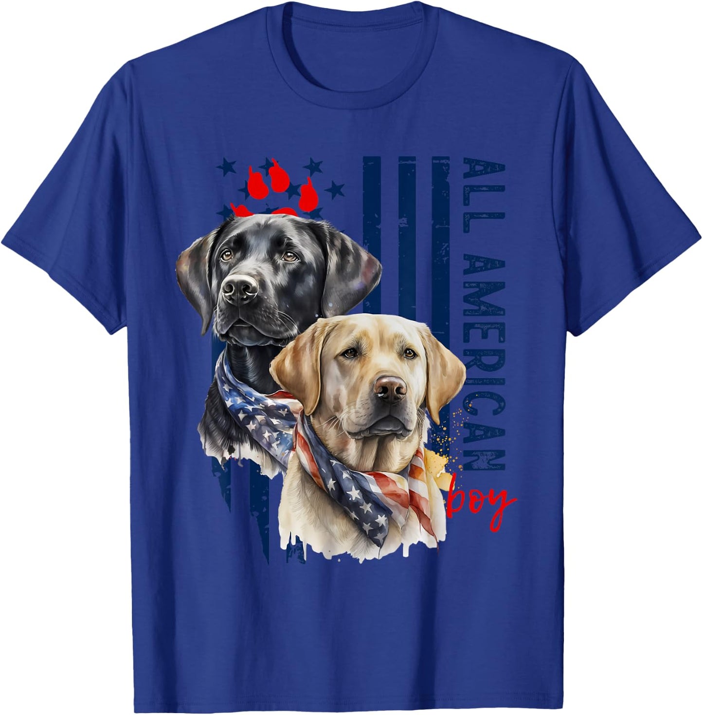 Patriotic USA Flag Labradors All American Boy US Lab Owner T-Shirt - T-Shirt | Royal